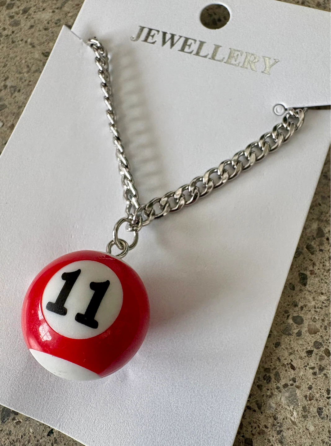 11 Pool Billiards Ball Cuban Link Stainless Steel Necklace New