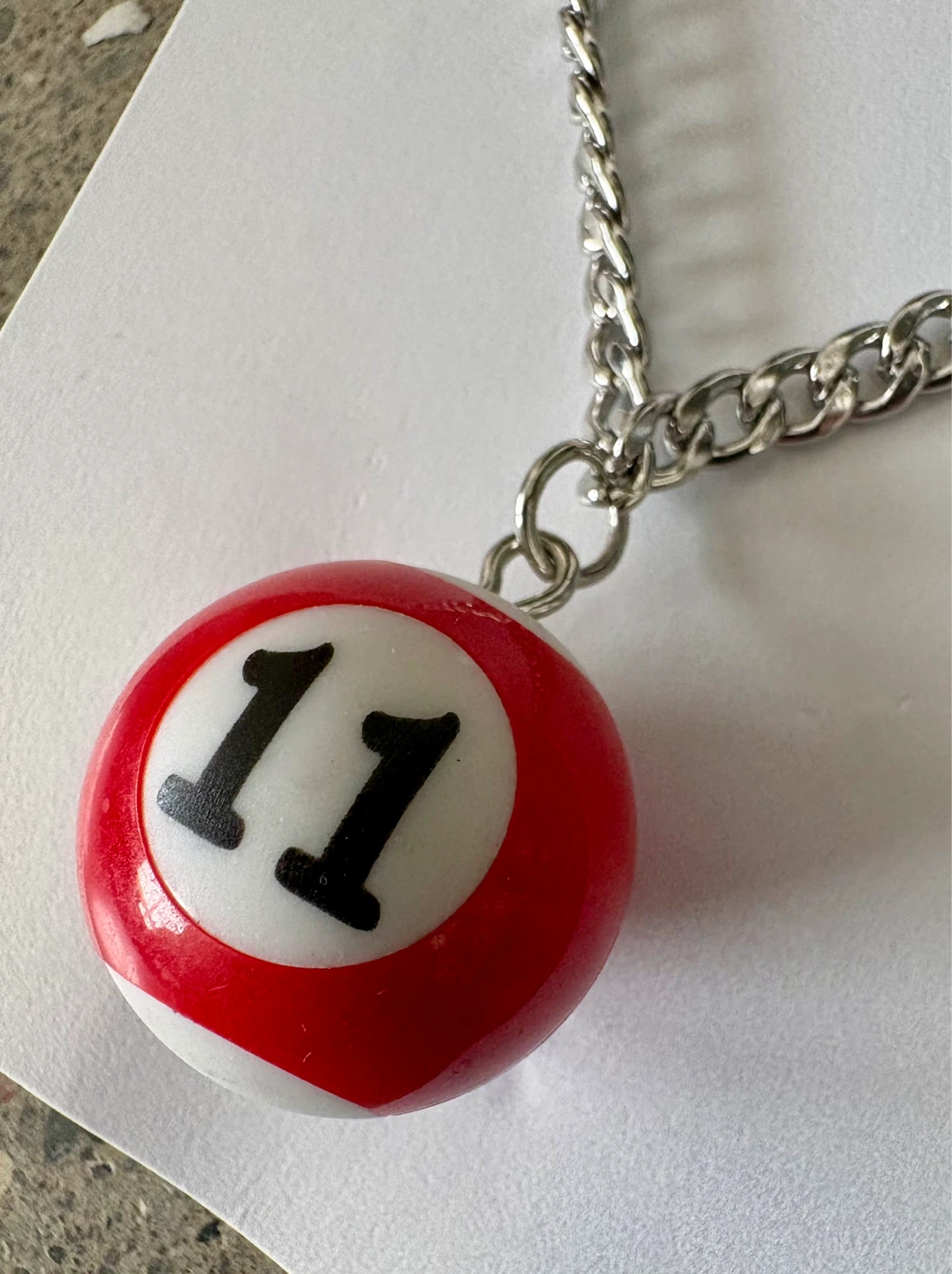 11 Pool Billiards Ball Cuban Link Stainless Steel Necklace New - photo 2