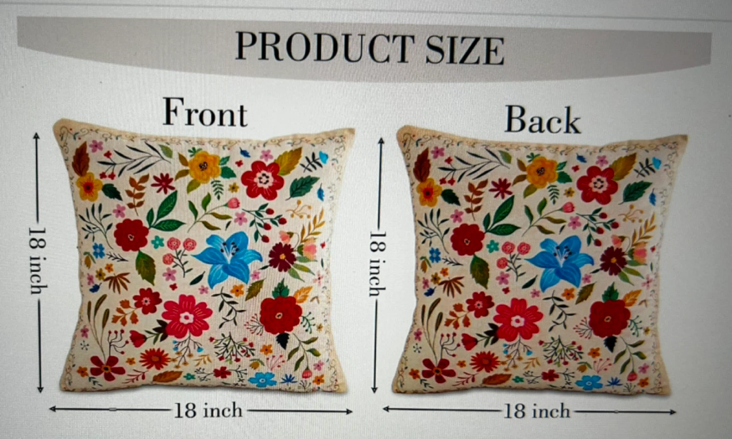 Floral Pillow Cover - 18x18 Inch - photo 3