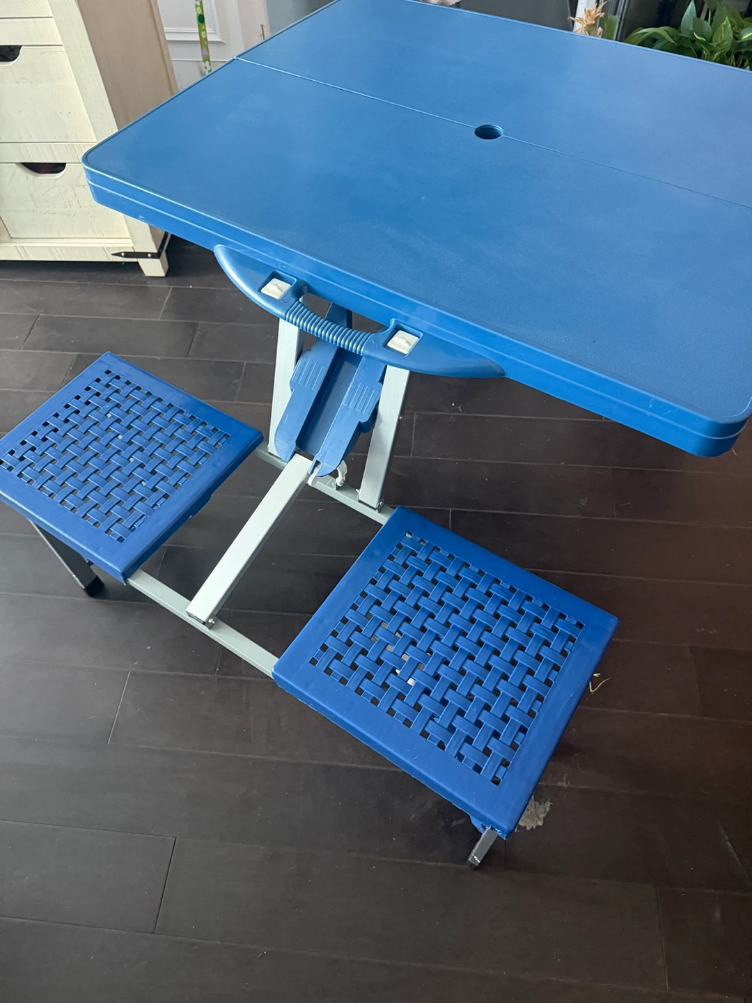 Blue Folding Picnic Table with Seats - photo 3