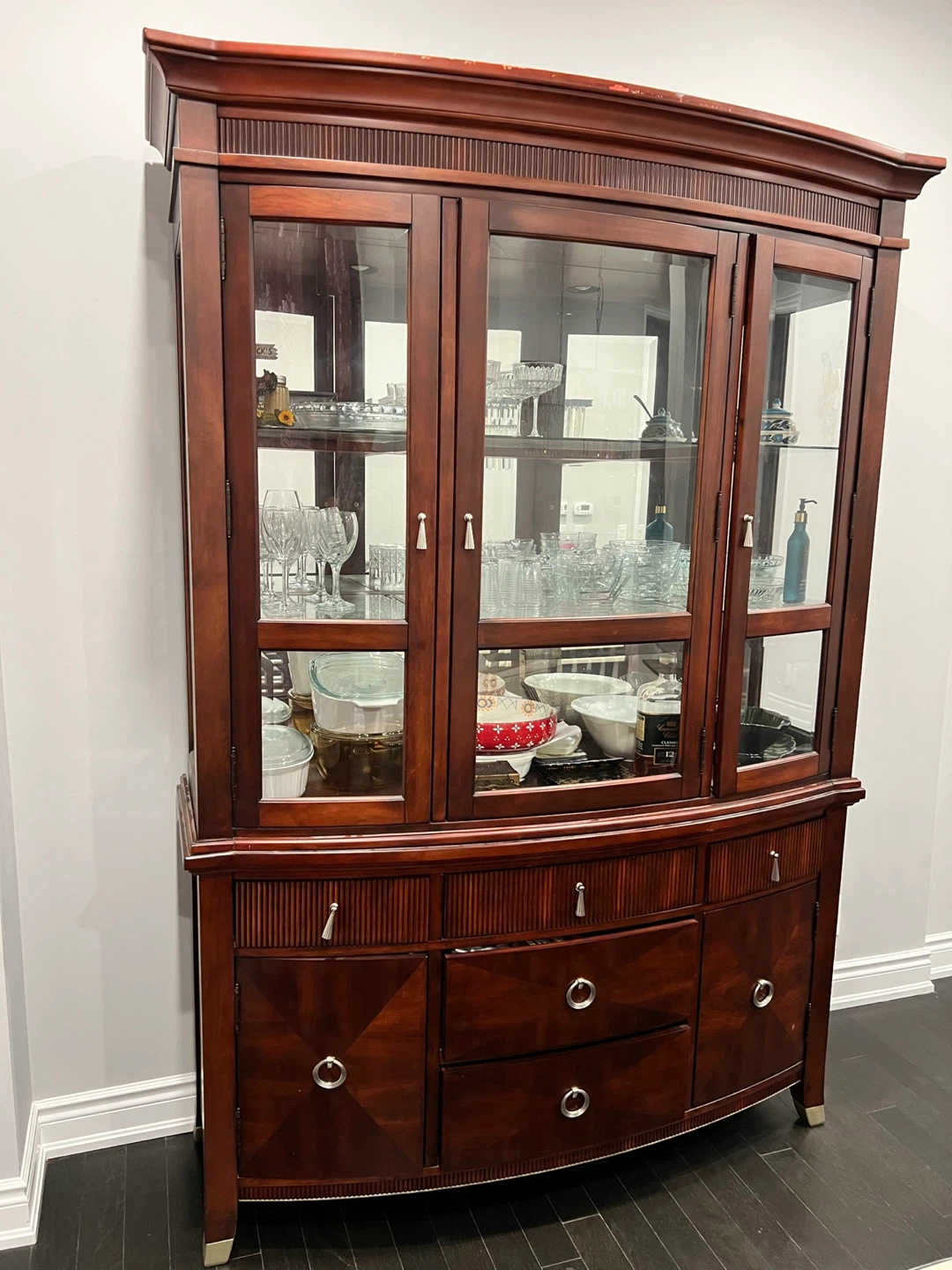 Wooden China Cabinet with Glass Doors