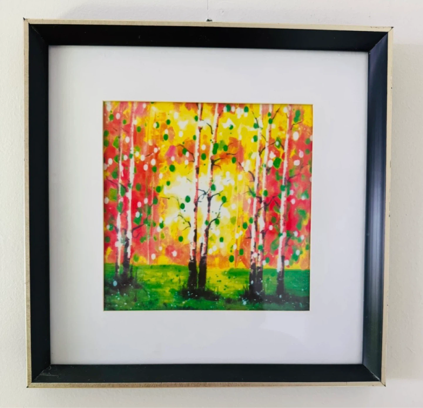 Framed Birch Tree Painting