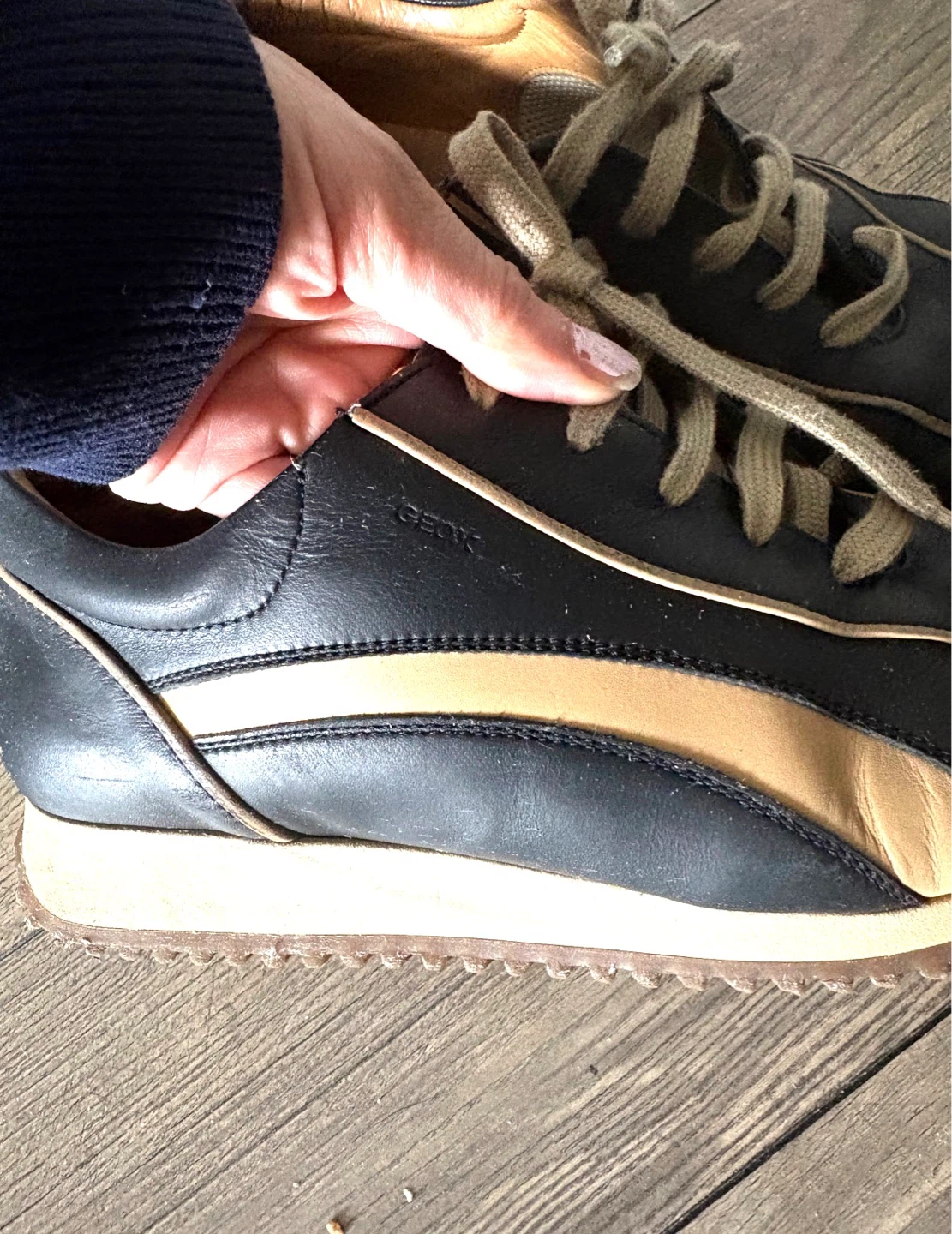 Geox Black & Tan Leather Sneakers - photo 2
