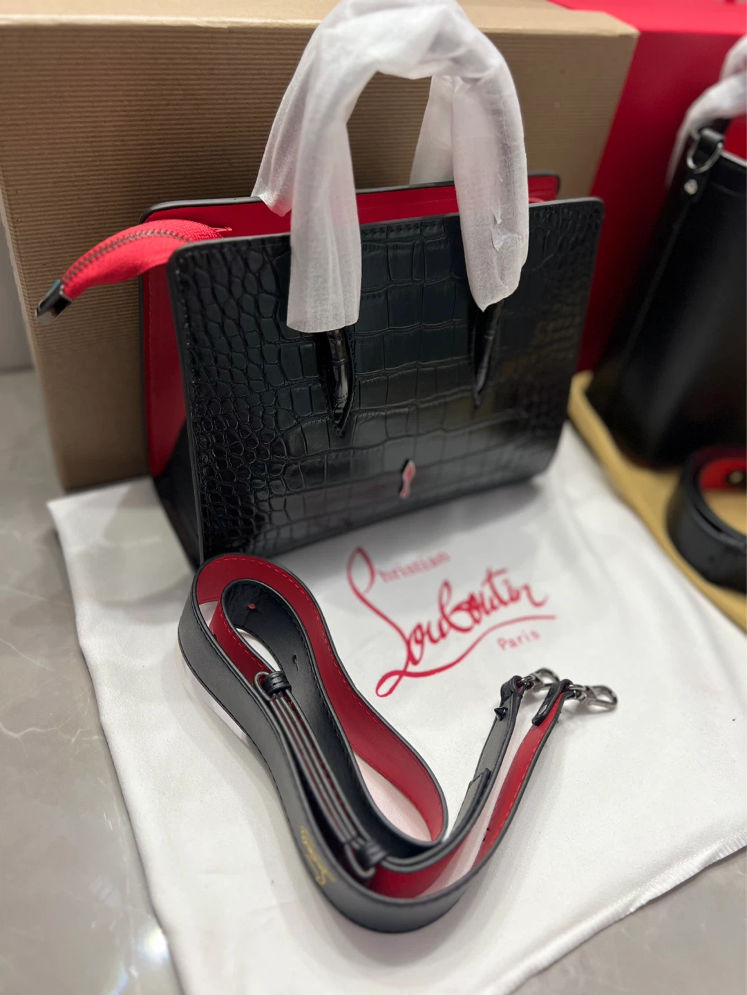 Christian Louboutin Black Crocodile Embossed Tote Bag - photo 2