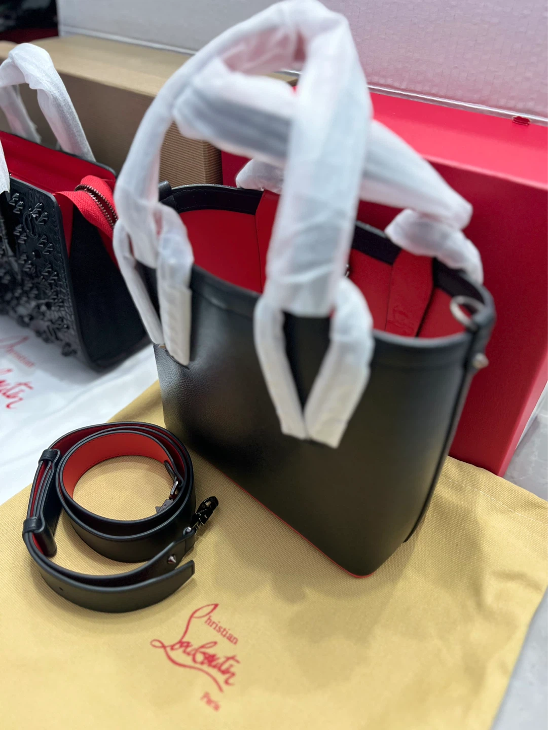 Christian Louboutin Black Leather Bucket Bag
