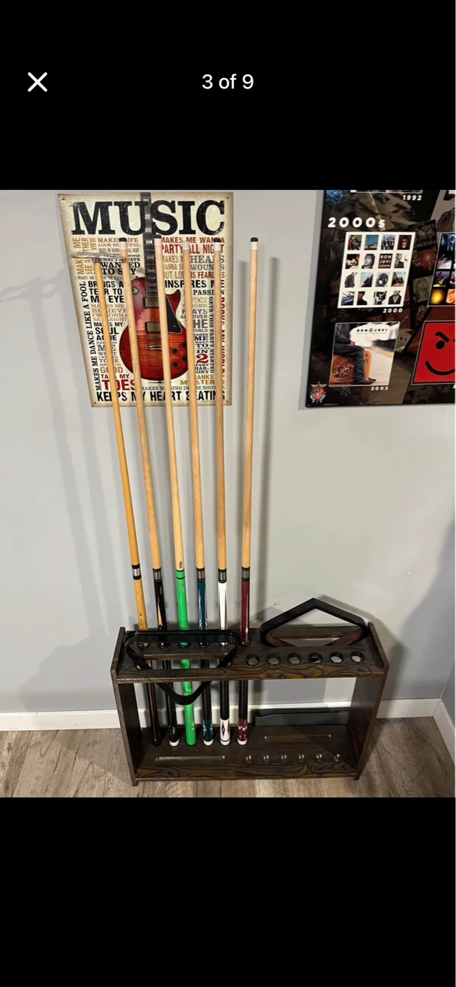 Set of 4 Billiard Cues and Cue Rack pool table - photo 3