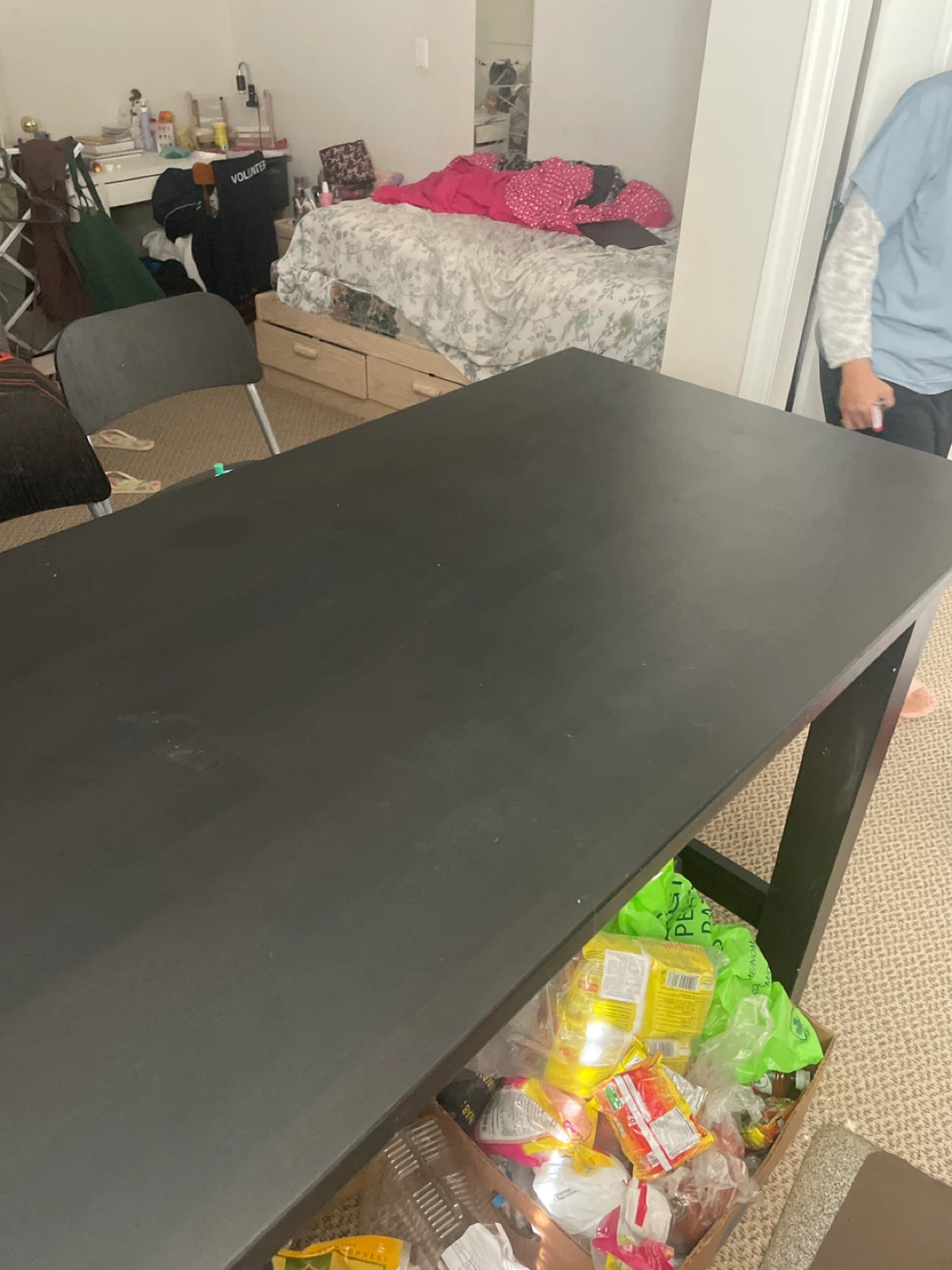 Black High Dining Table with Two Stools