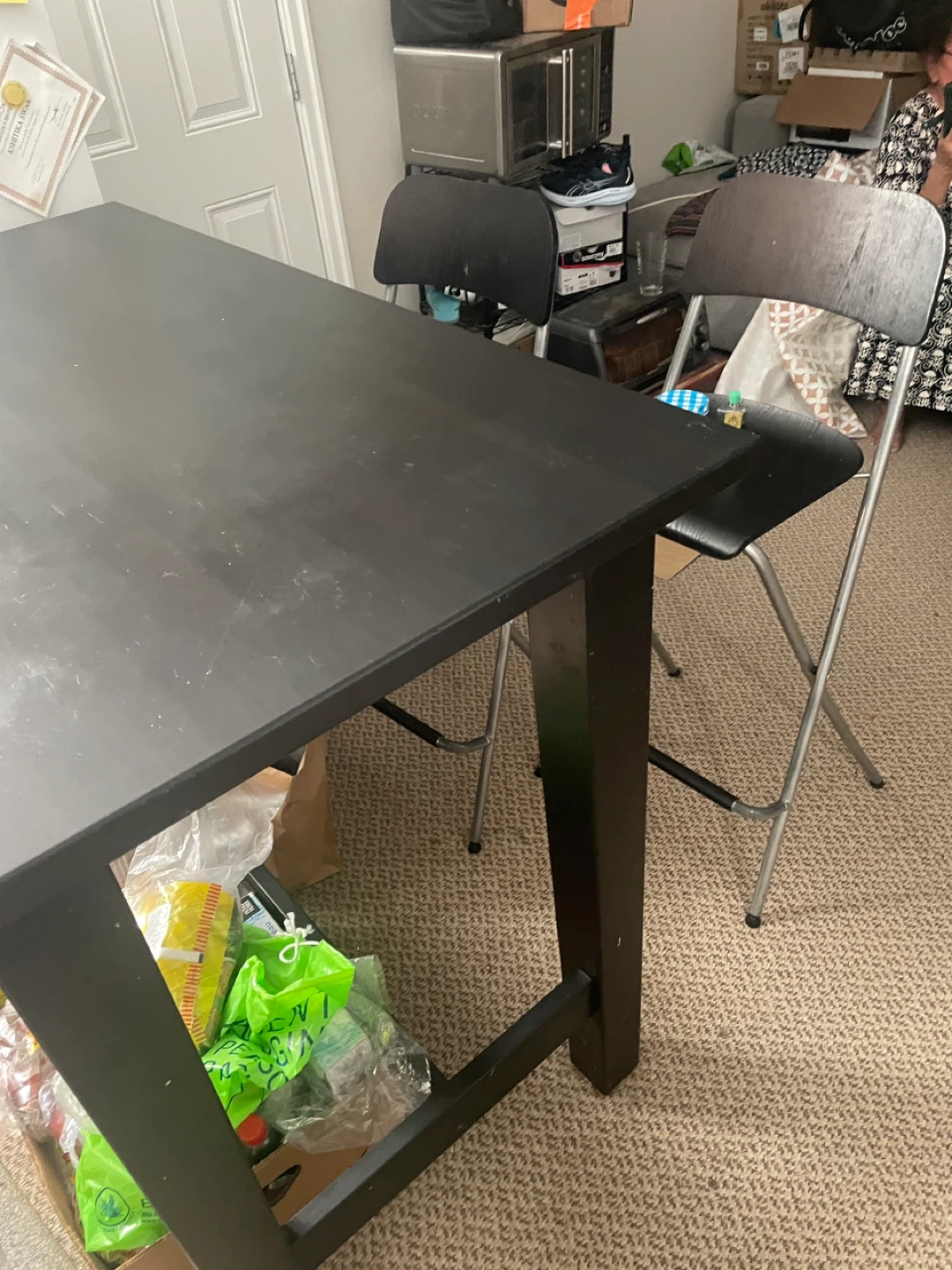 Black High Dining Table with Two Stools - photo 2