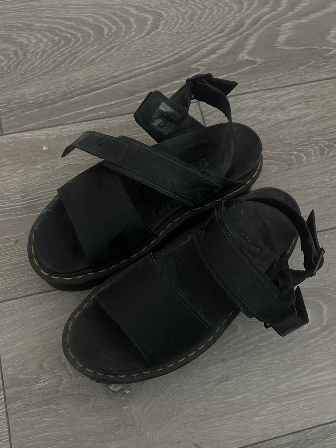 Dr. Martens Black Leather Strap Sandals