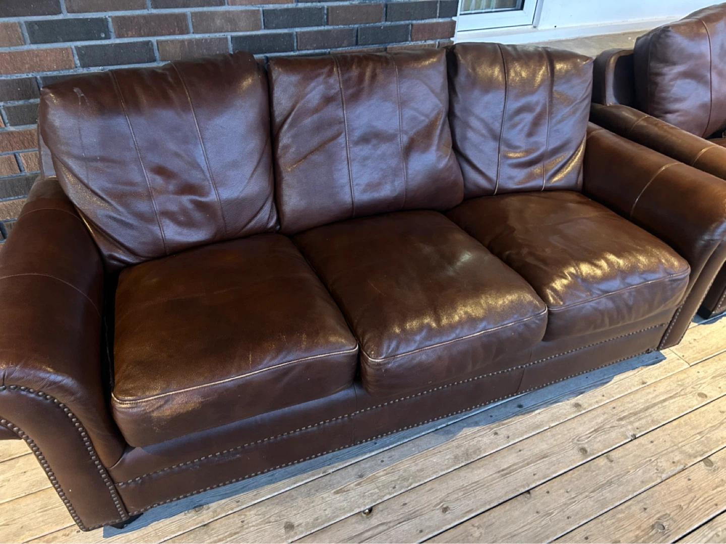 Brown Leather Sofa x2 - photo 2