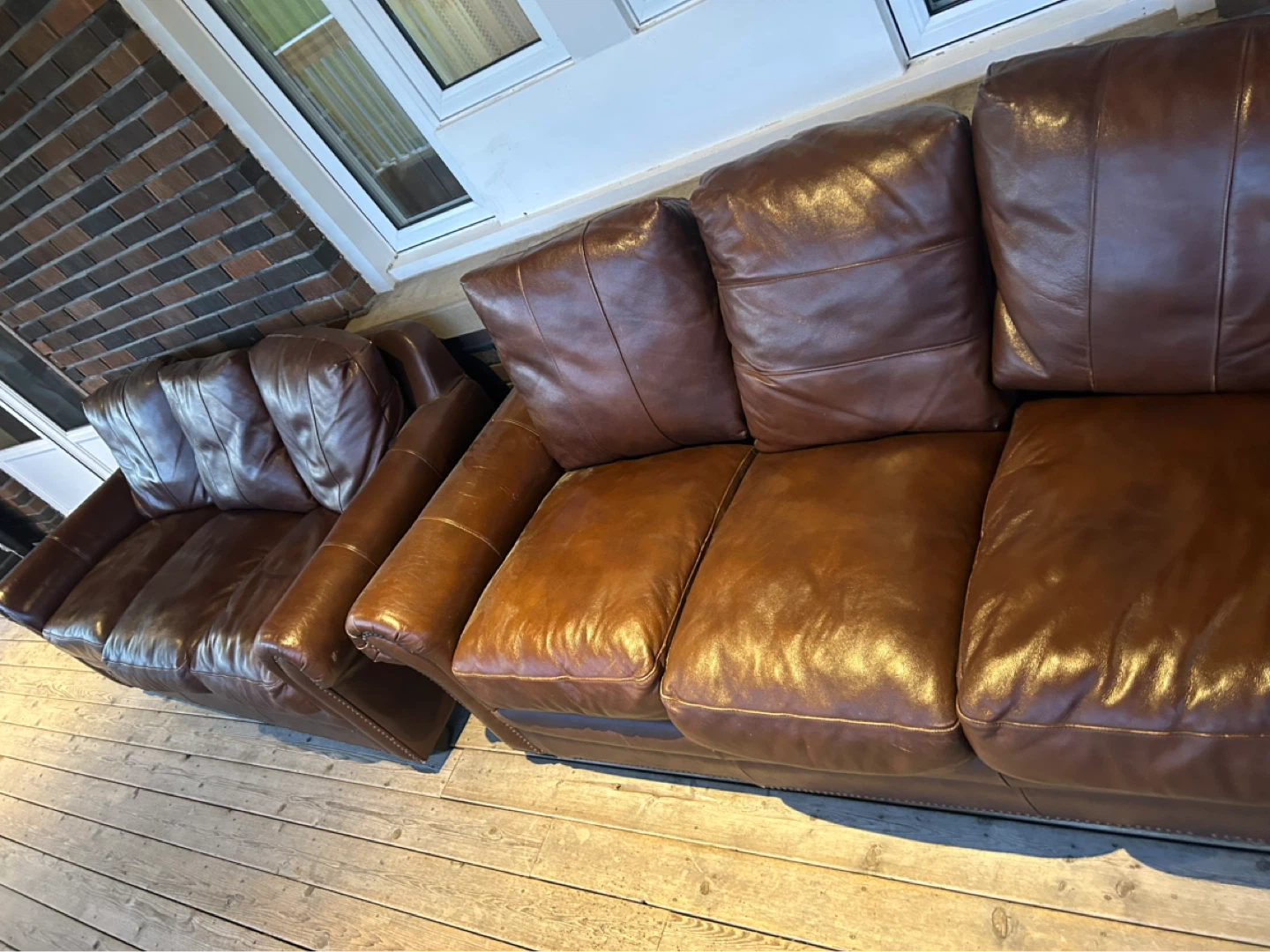 Brown Leather Sofa x2