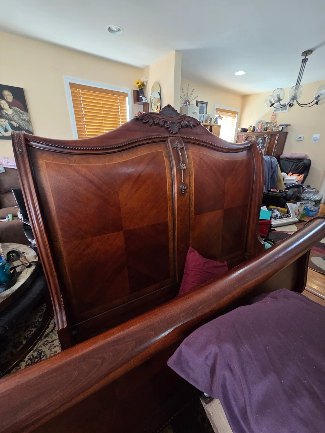 Wooden Sleigh queen Bed Frame - photo 2