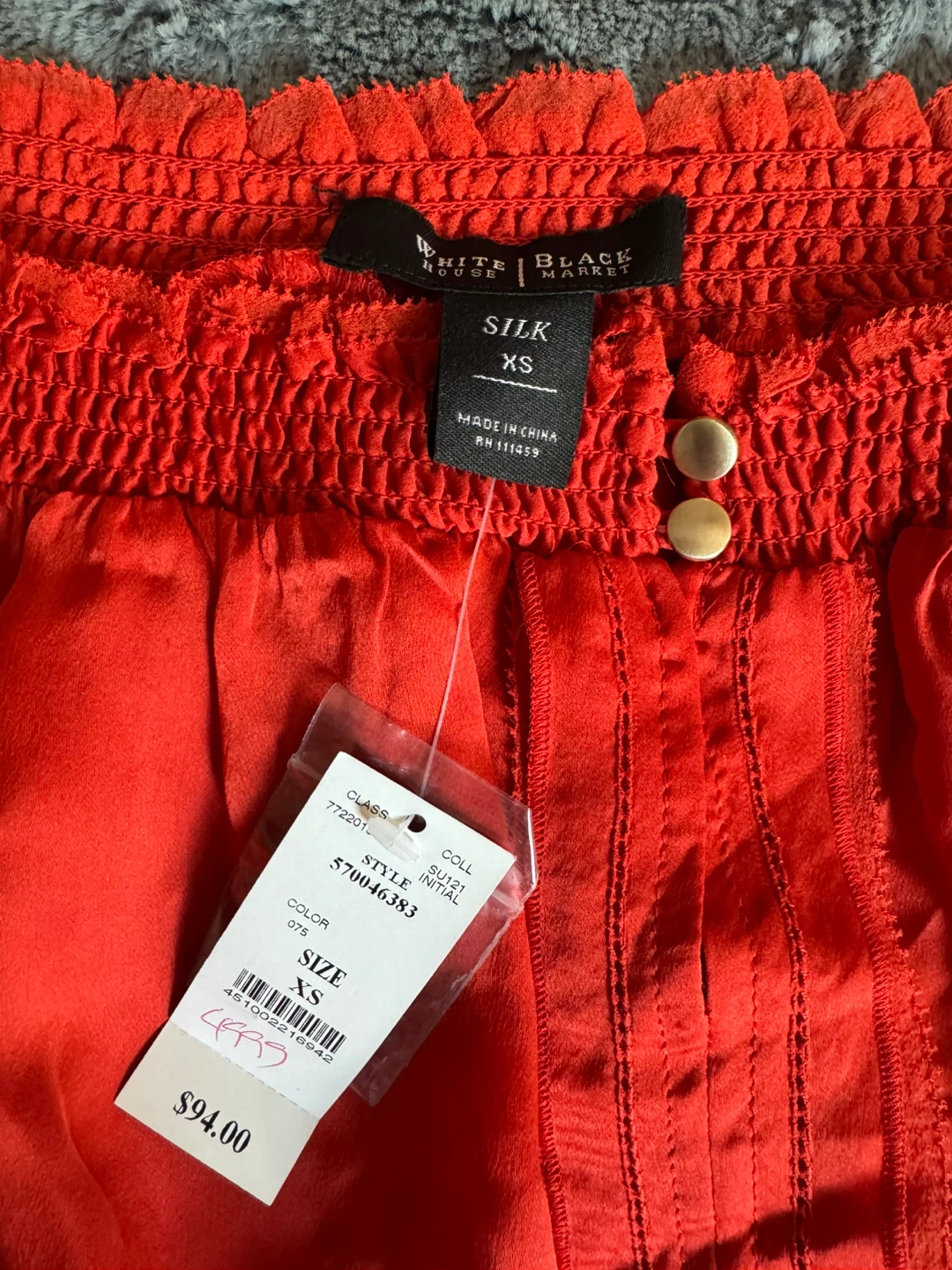 White House Black Market Red Off-the-Shoulder Silk Blouse XS - photo 2