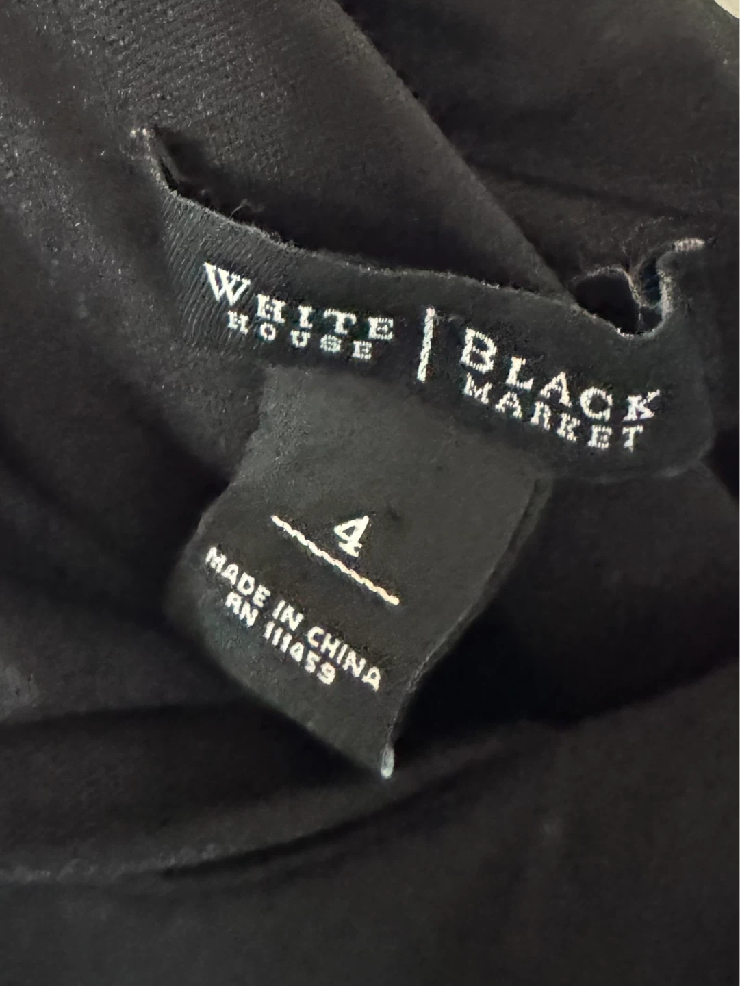 White House Black Market Black One Shoulder Ruffle Dress Size 4 - photo 2