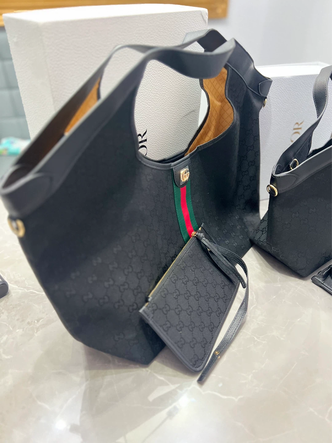 Black Gucci Hobo Bag with Pouch