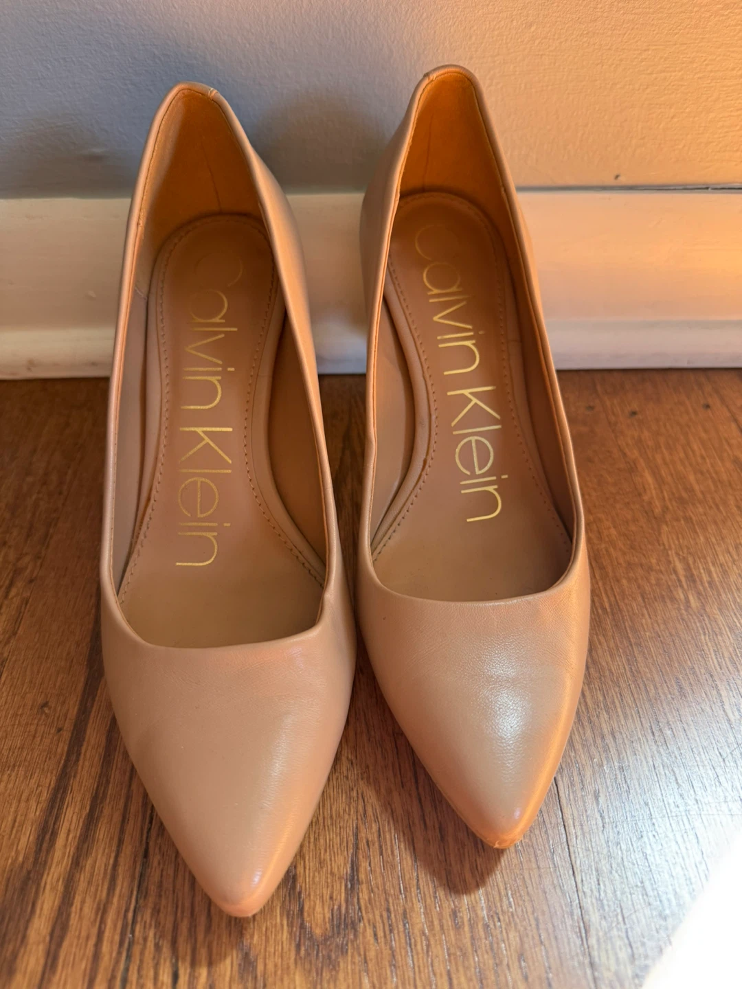 Calvin Klein Nude Leather Heels size 6