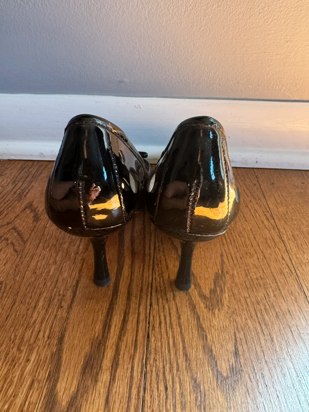Jessica Simpson Black Patent Heels with Polka Dots - photo 3