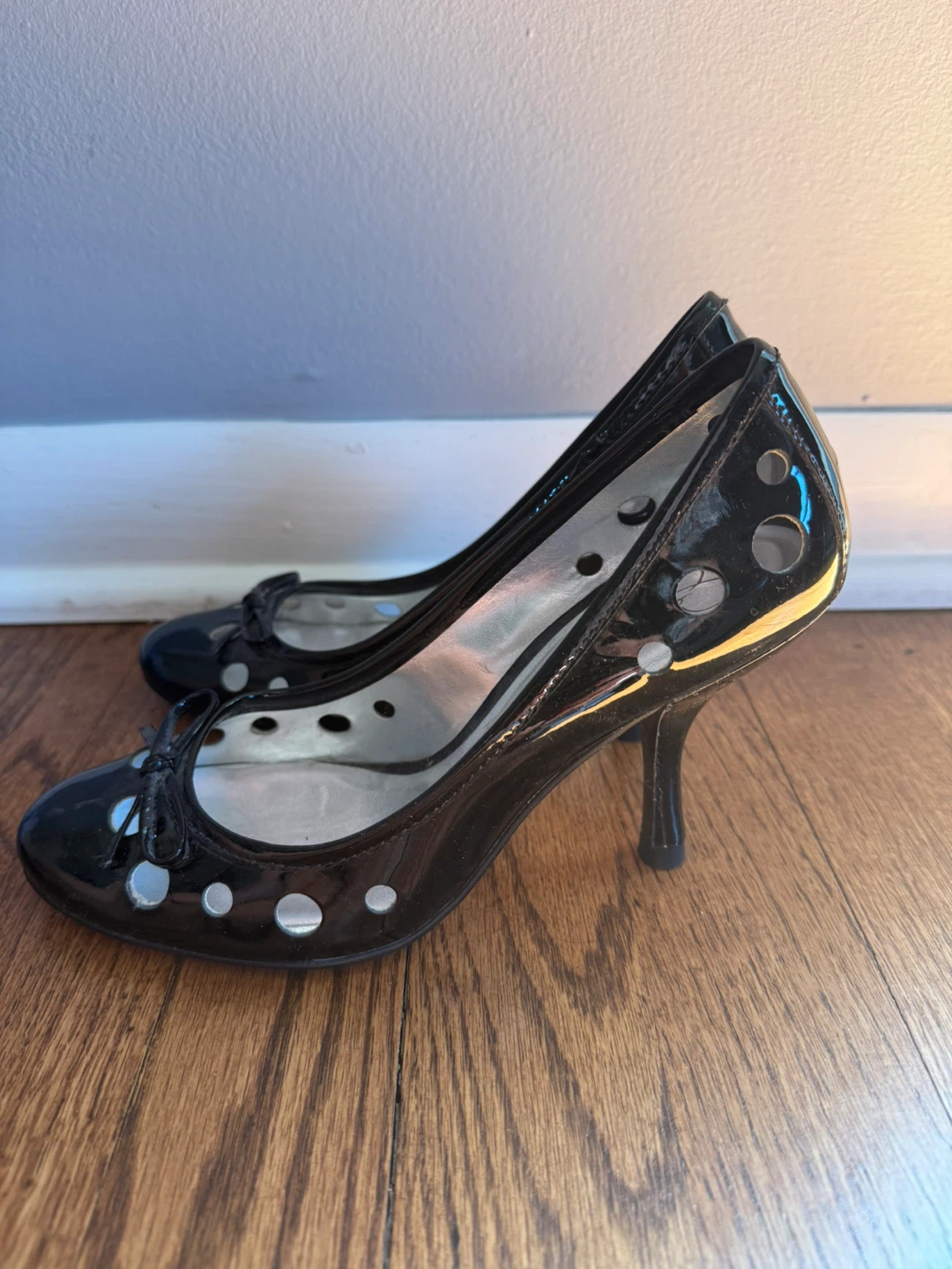 Jessica Simpson Black Patent Heels with Polka Dots - photo 4