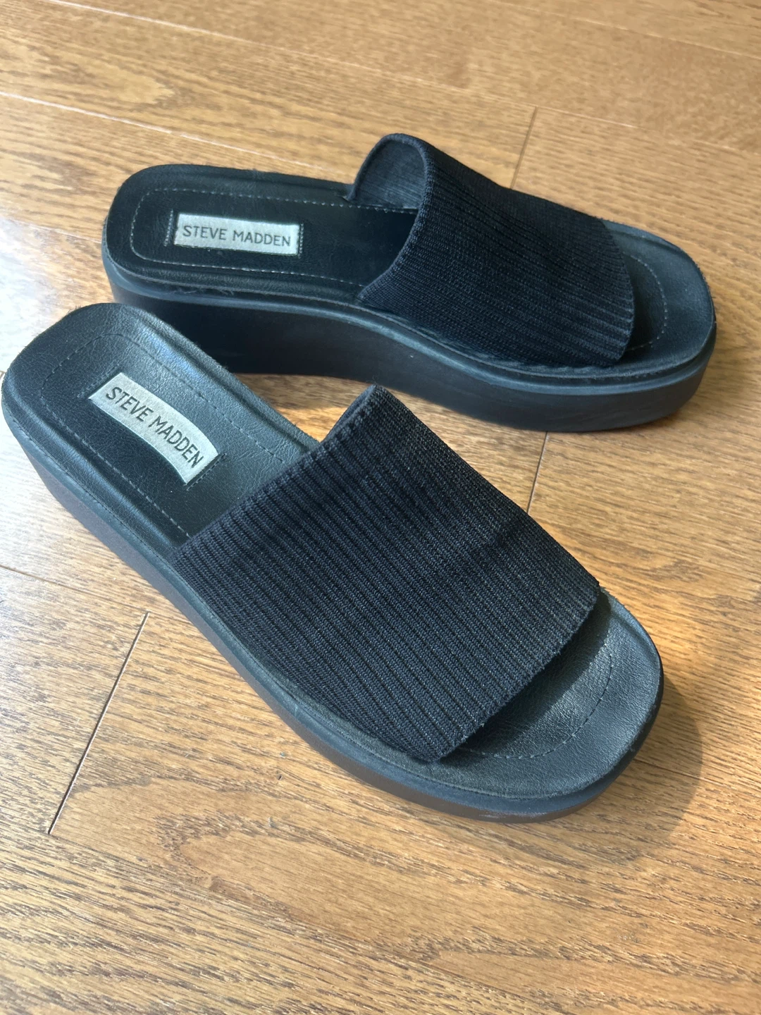 Steve Madden Black Slide Sandals