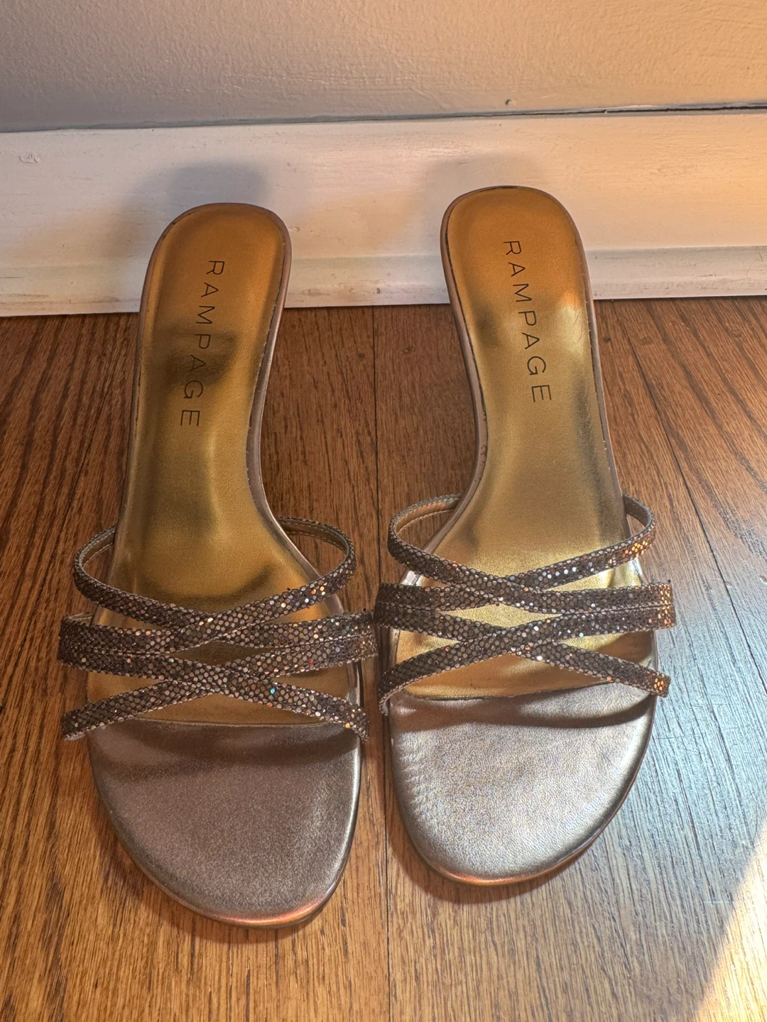 Rampage "Frankie" Bronze Sparkle Heeled Sandals Size 6.5