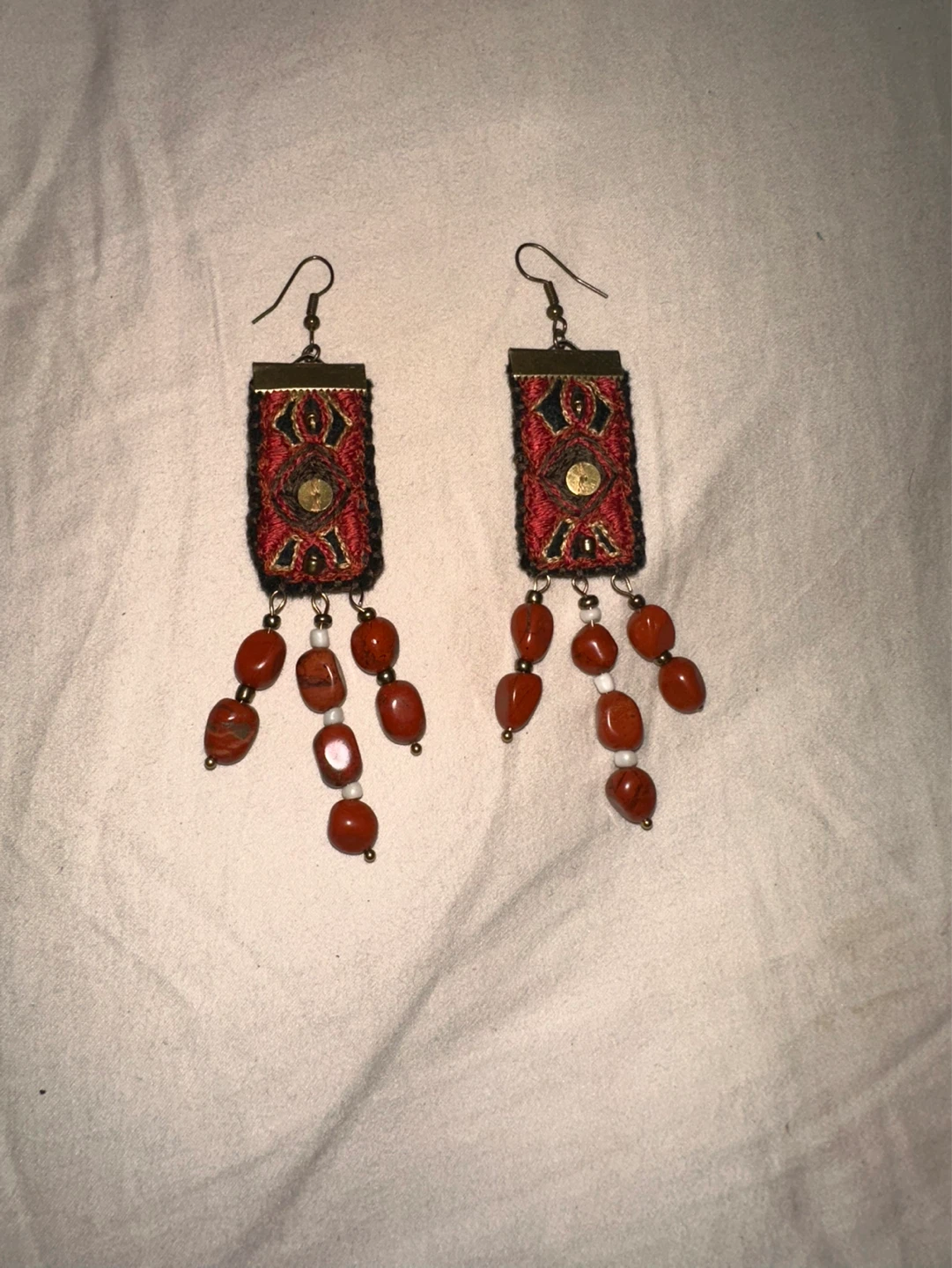 Handmade Beaded Dangle Earrings - photo 2