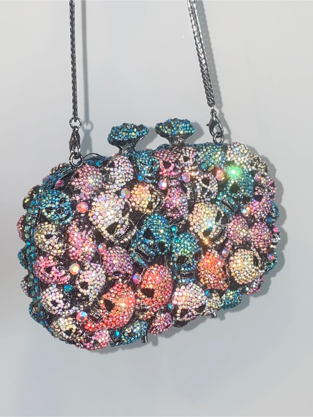 Glitter Skulls Rhinestone Clutch Purse