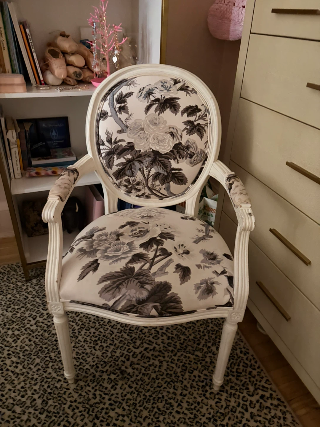 French Style Accent Chair with Floral Upholstery