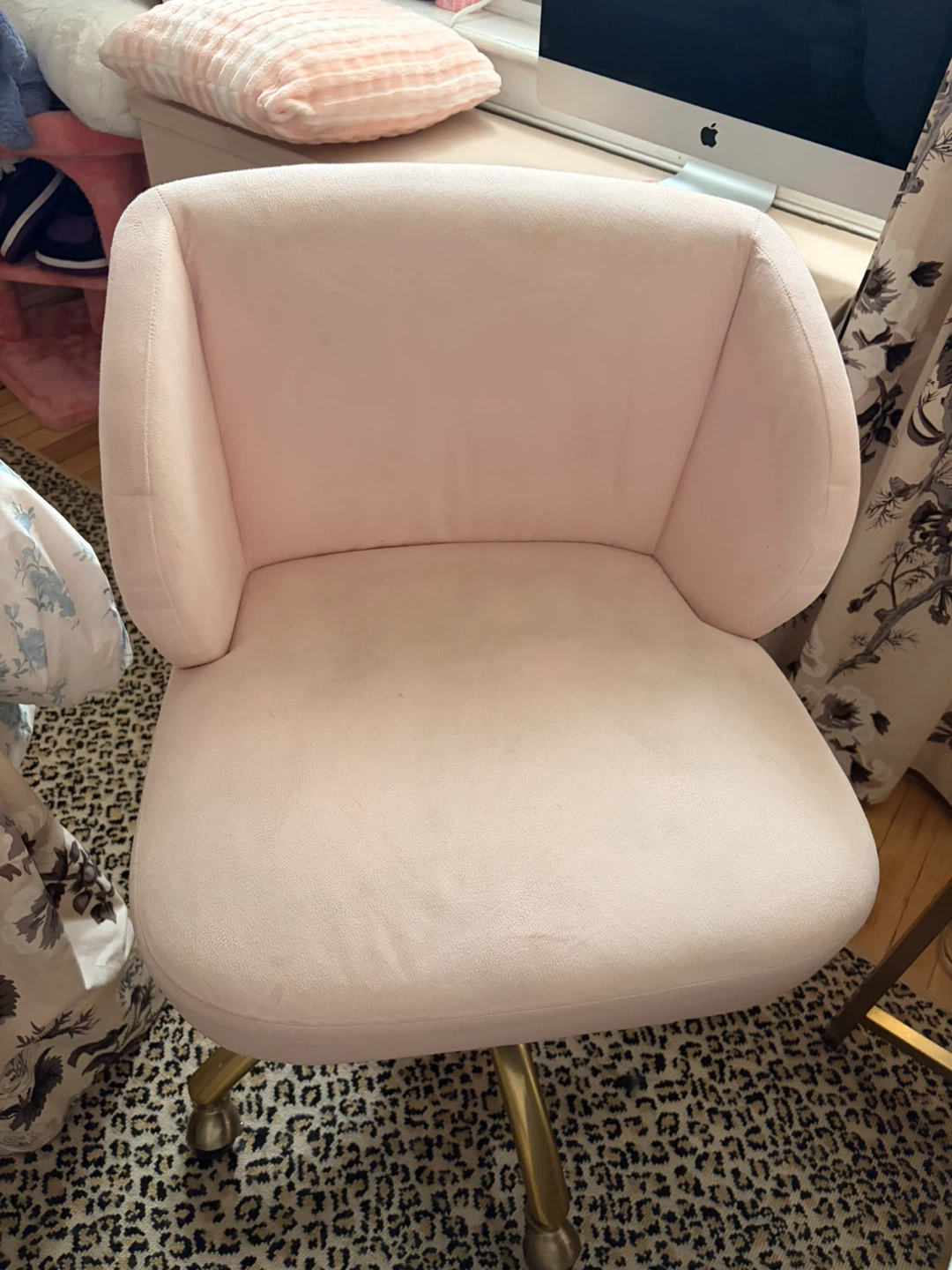 Pottery Barn Teen Wingback Swivel Desk Chair - Pink Velvet - photo 2