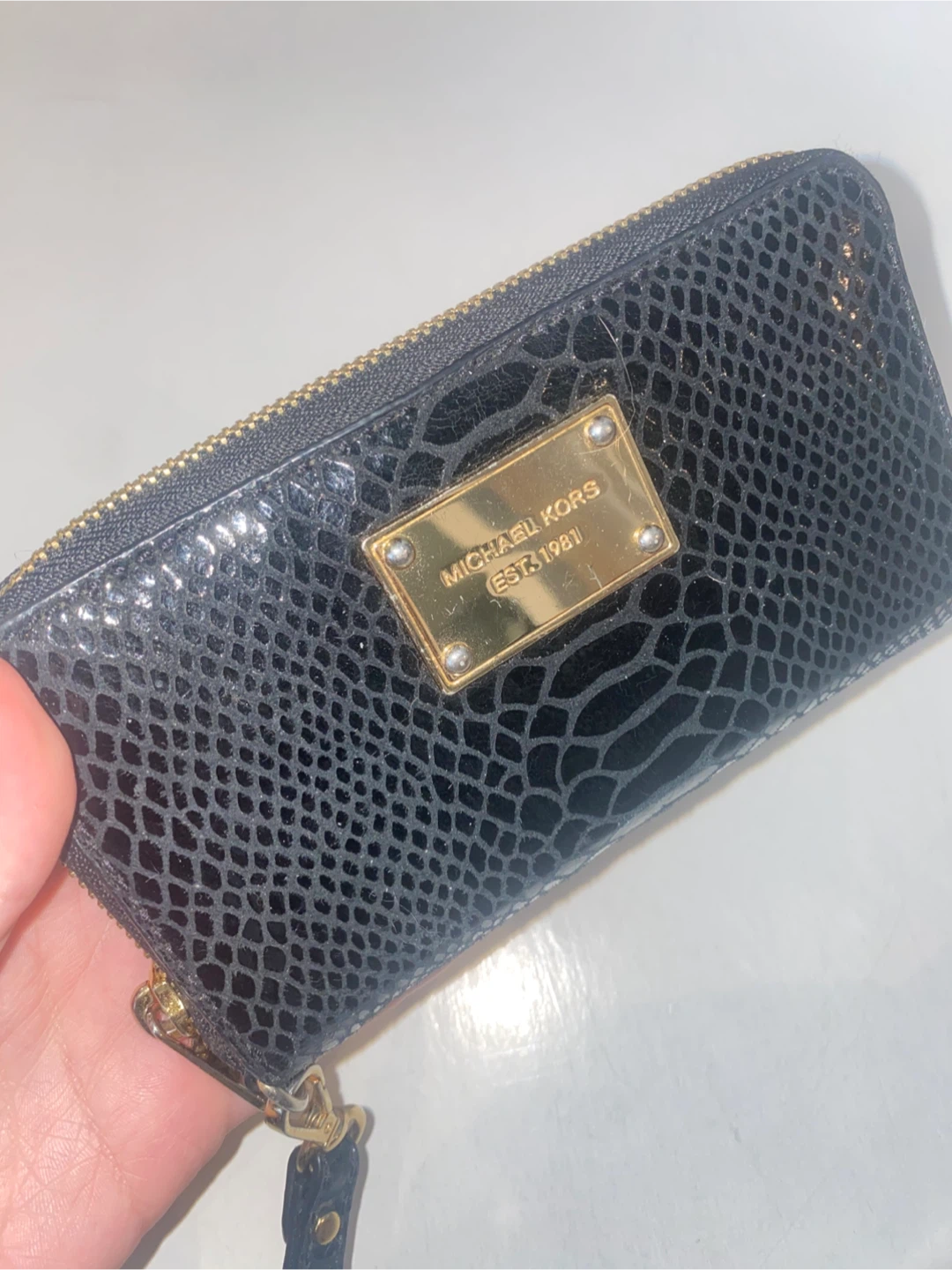 Michael Kors Black Faux Snakeskin Wristlet Wallet - photo 2