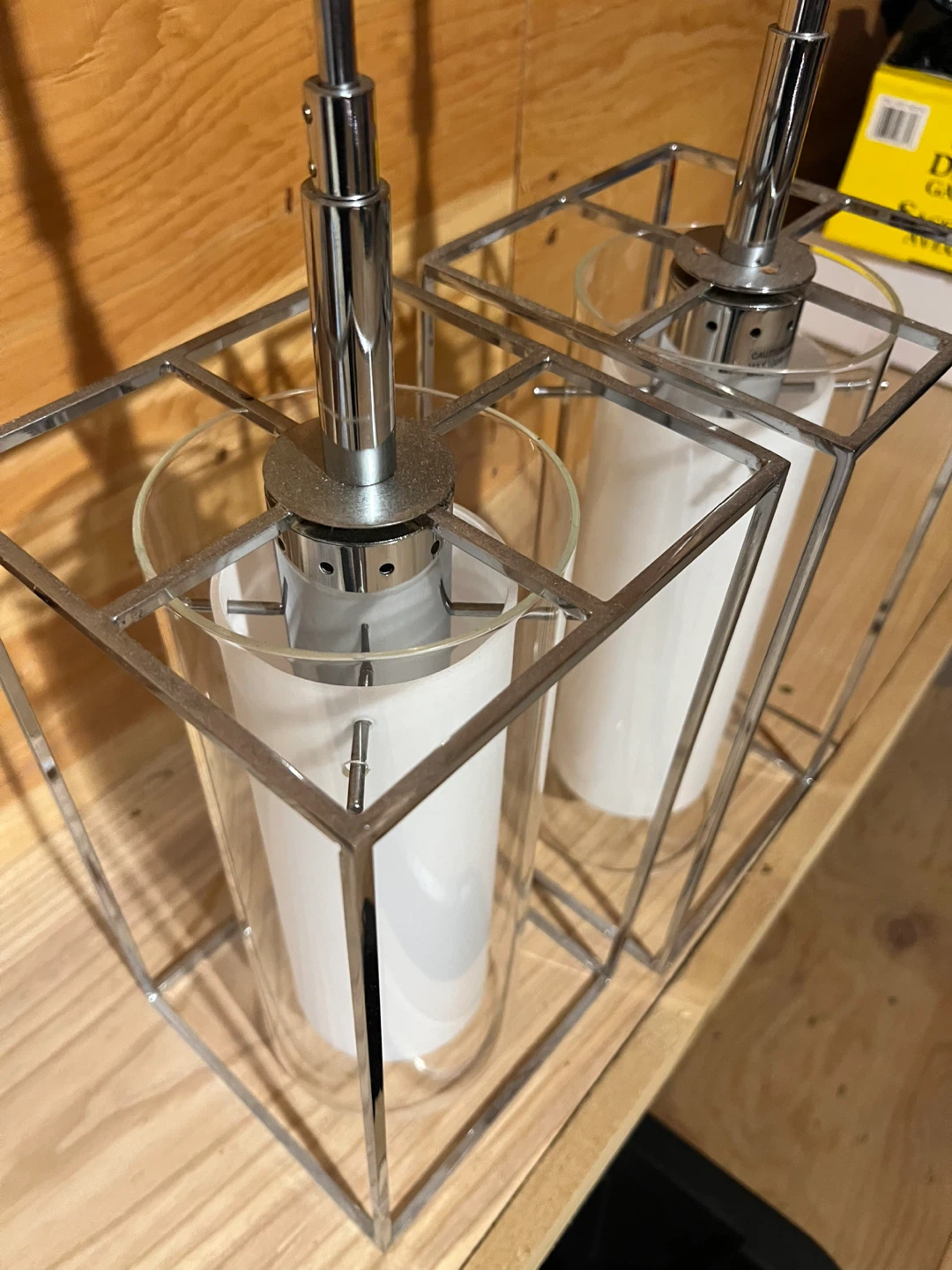 Set of 2 Chrome and Glass Pendant Lights - photo 3