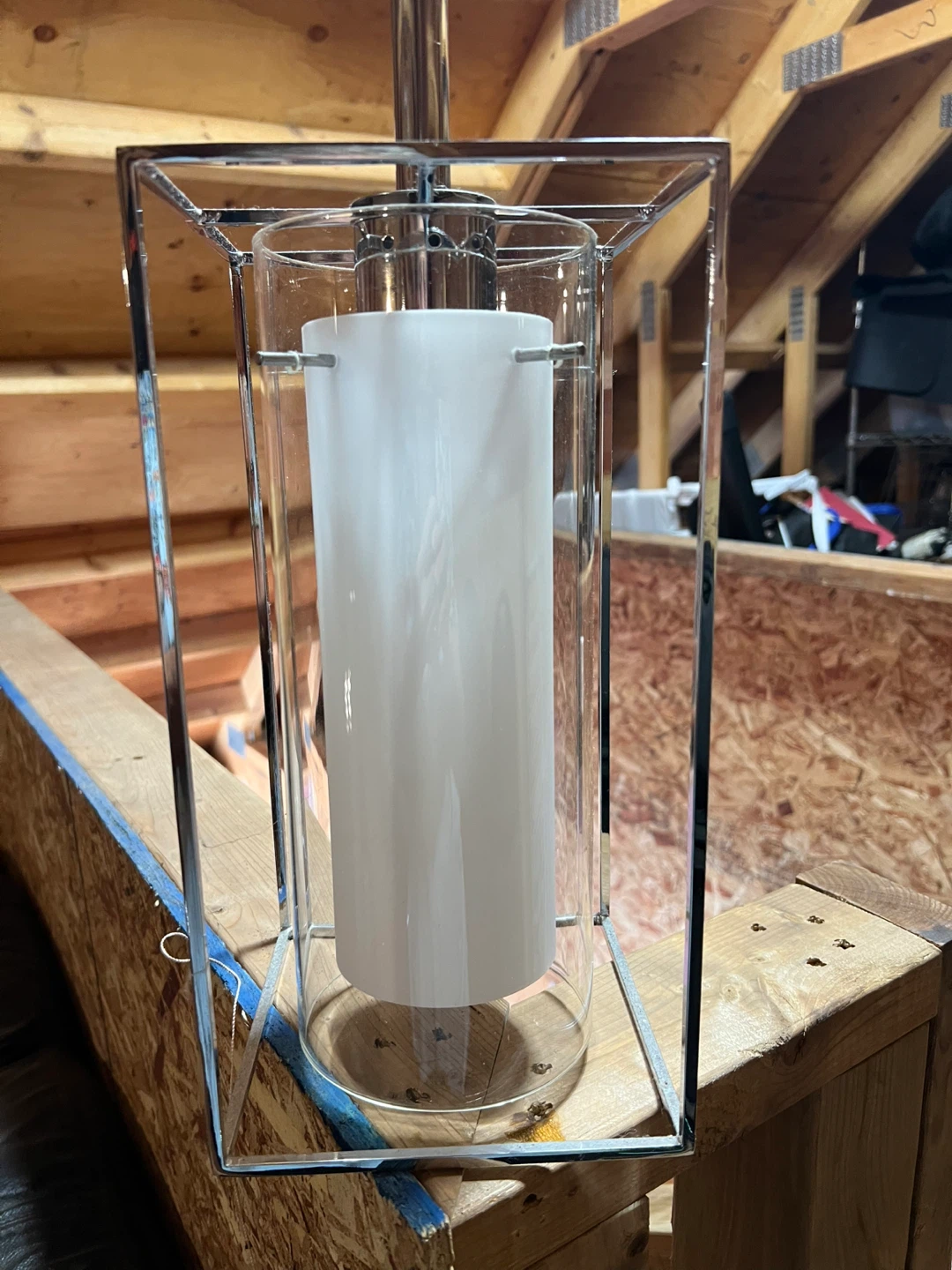 Set of 2 Chrome and Glass Pendant Lights - photo 5