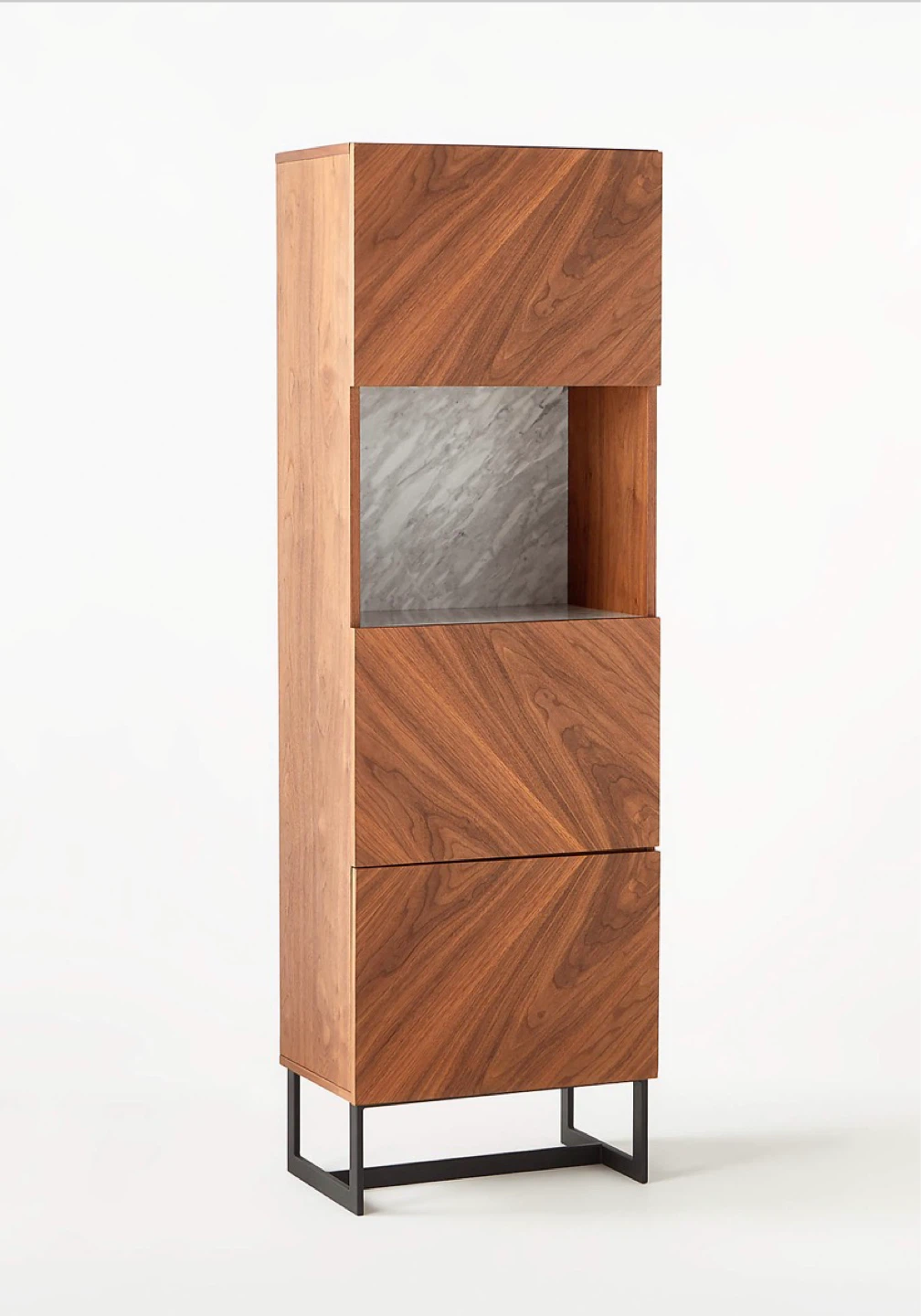 Walnut Modern Bar Cabinet with Marble Backsplash - photo 2