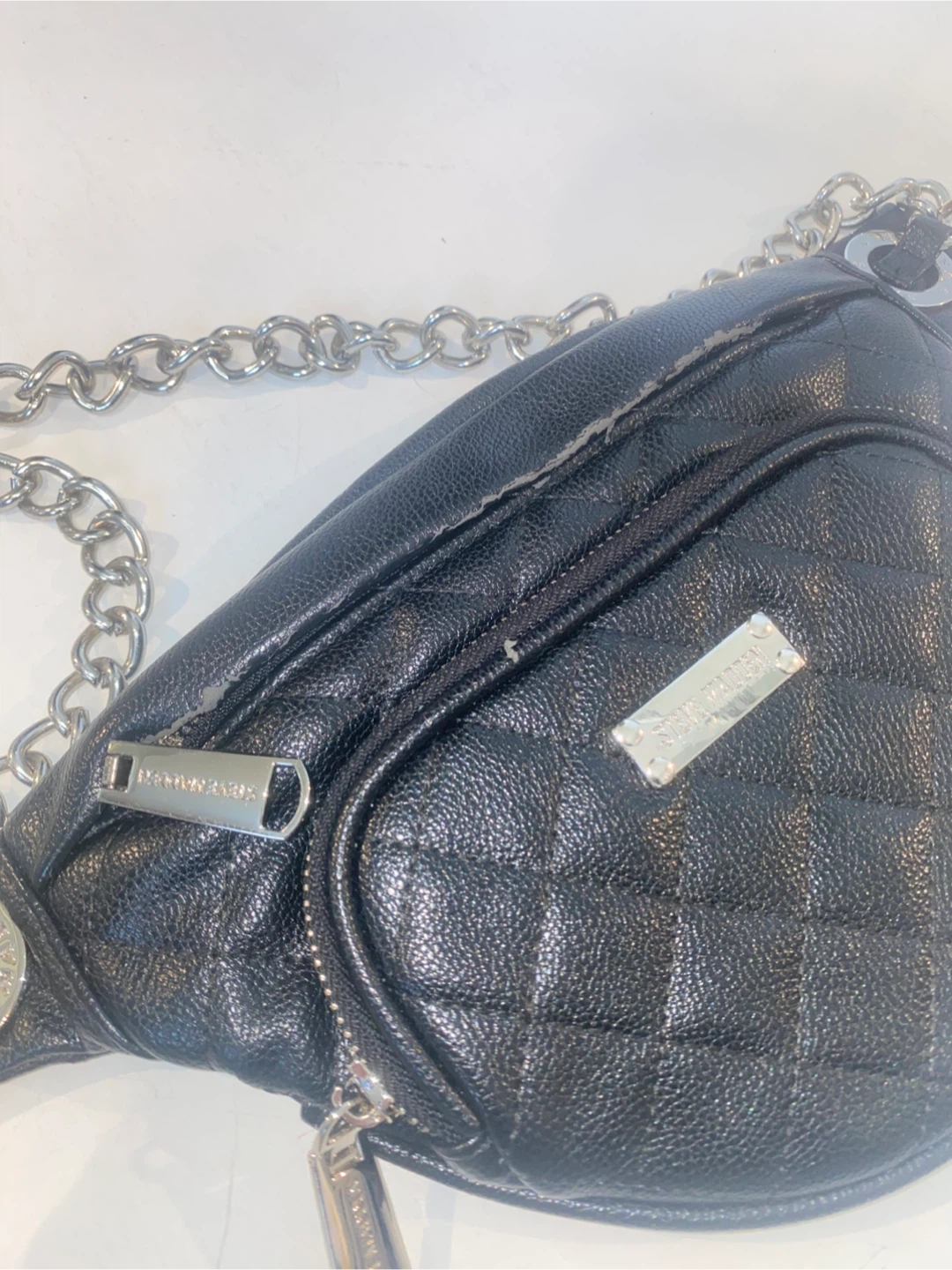 Steve Madden Black Quilted Fanny Pack with Chain - photo 2