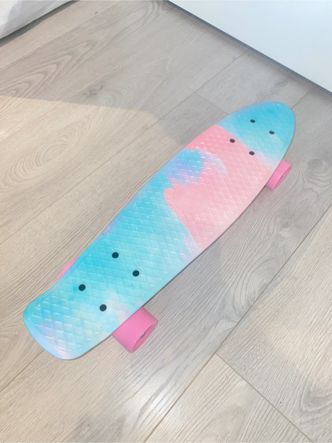 Penny Board Skateboard - Pink, Blue, White Swirl - photo 2
