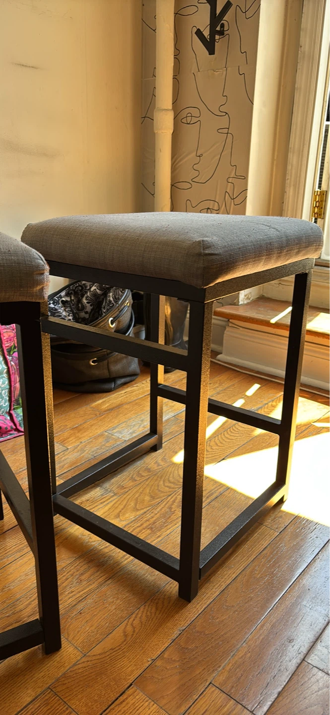 Set of 2 Gray Upholstered Bar Stools - photo 3
