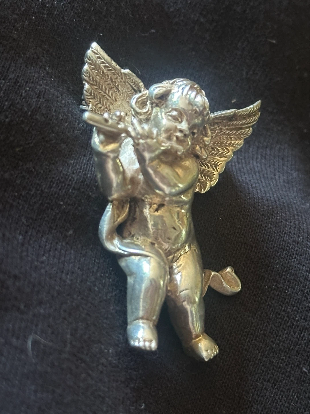 3D Solid Sterling Cherub Brooch - photo 2