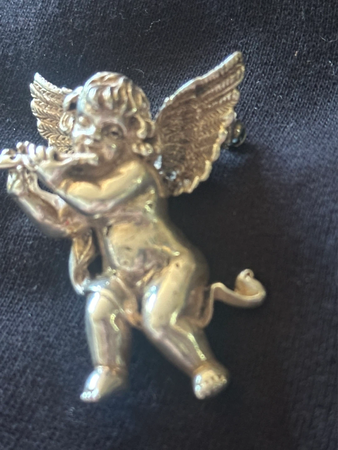 3D Solid Sterling Cherub Brooch - photo 3