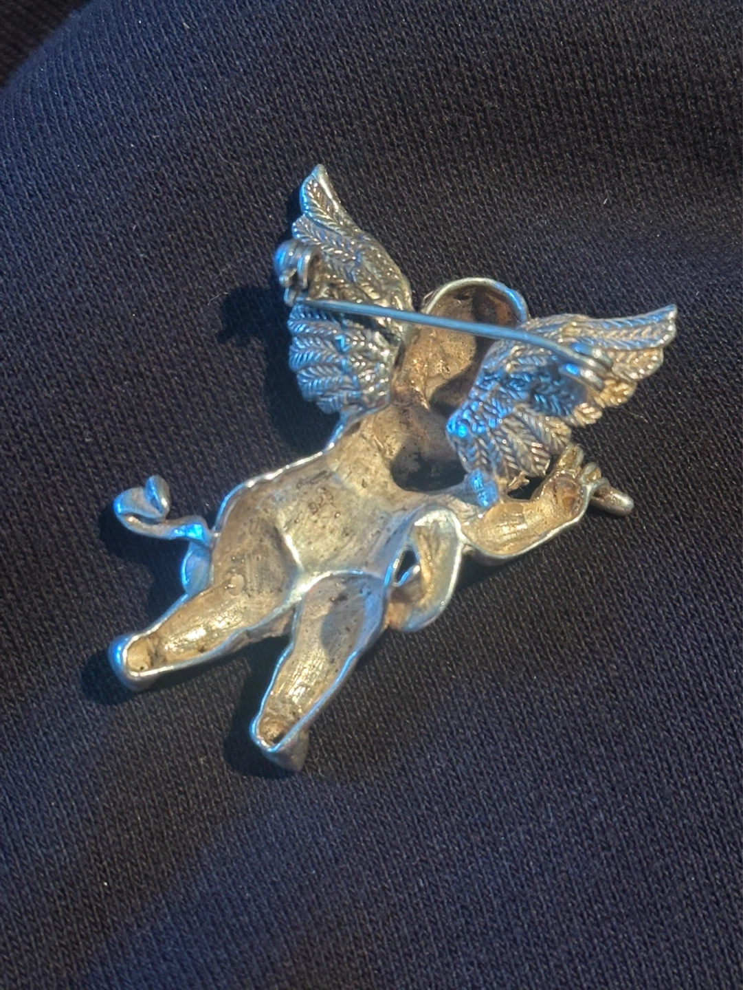 3D Solid Sterling Cherub Brooch - photo 4