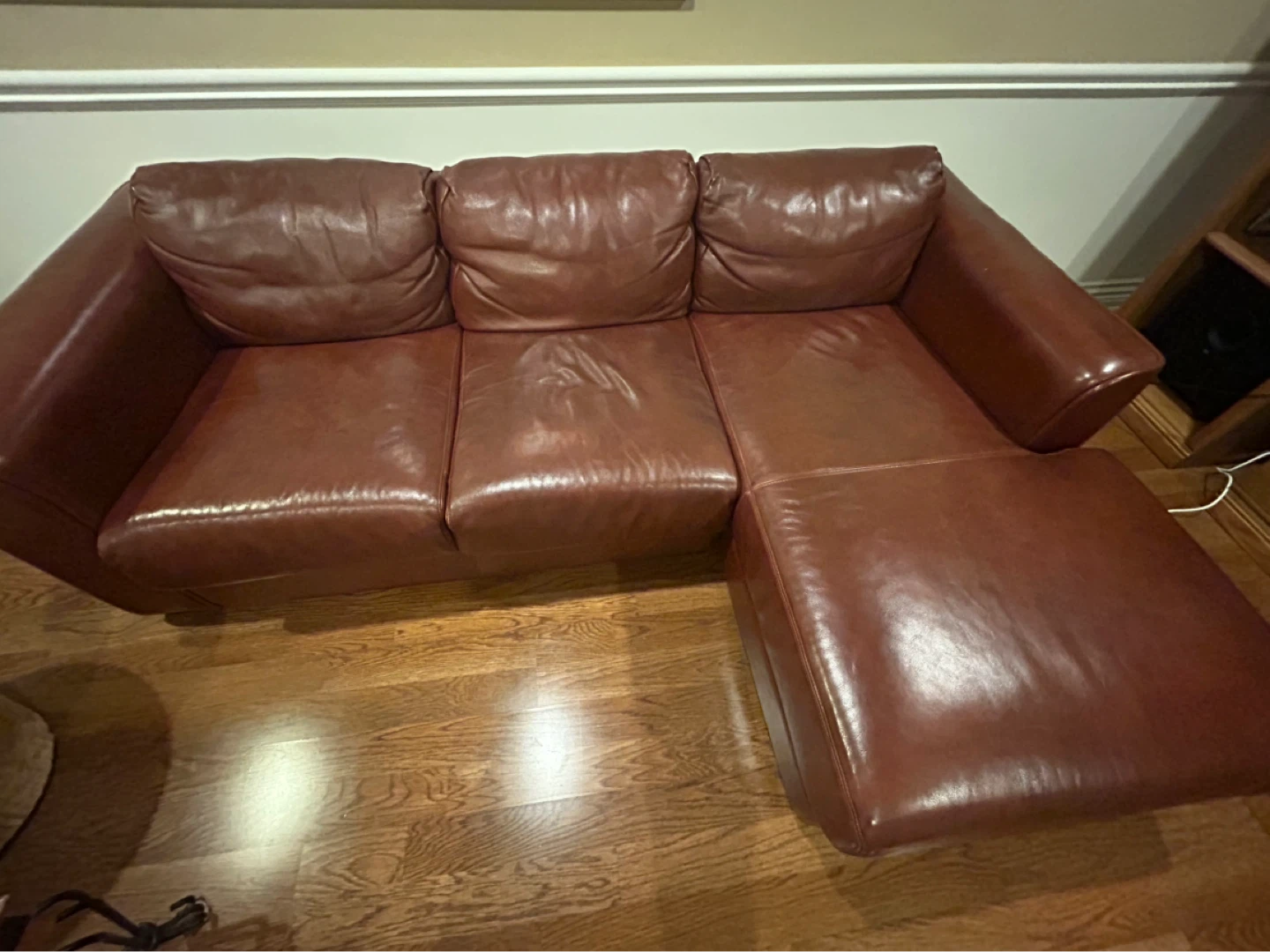 Brown Leather Sectional Sofa with Ottoman