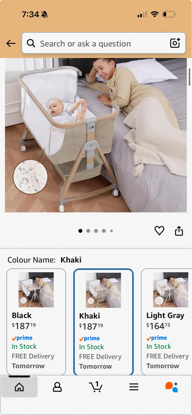 Khaki Baby Bassinet Bedside Sleeper