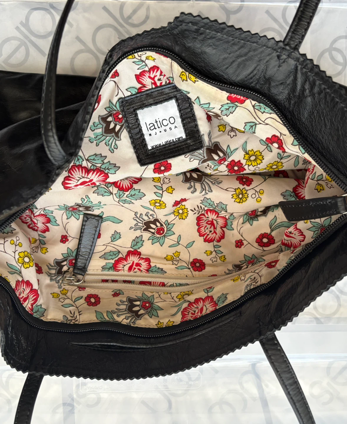 Latico Black Leather Tote Bag