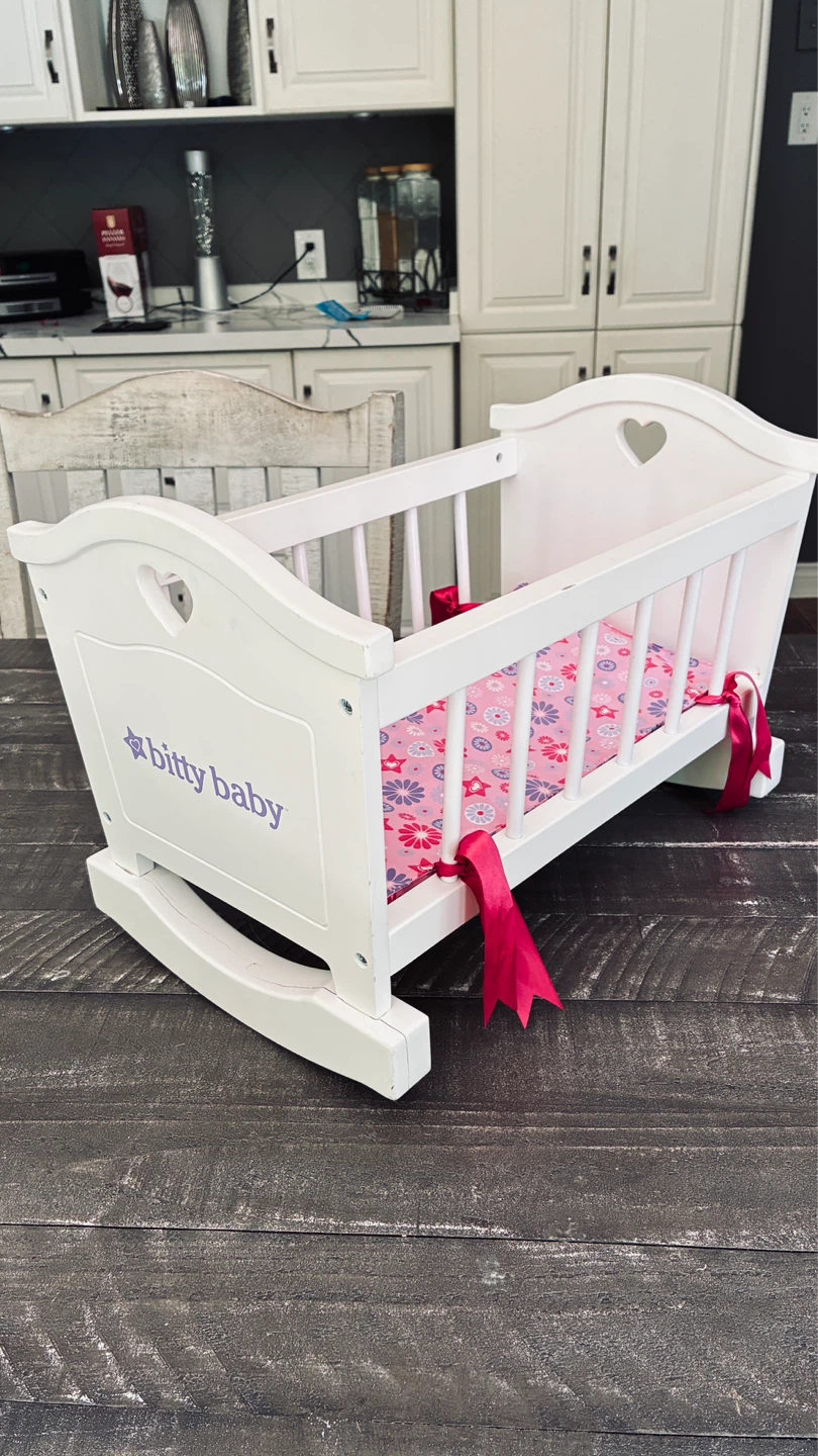 “Bitty Baby” toy rocking doll crib