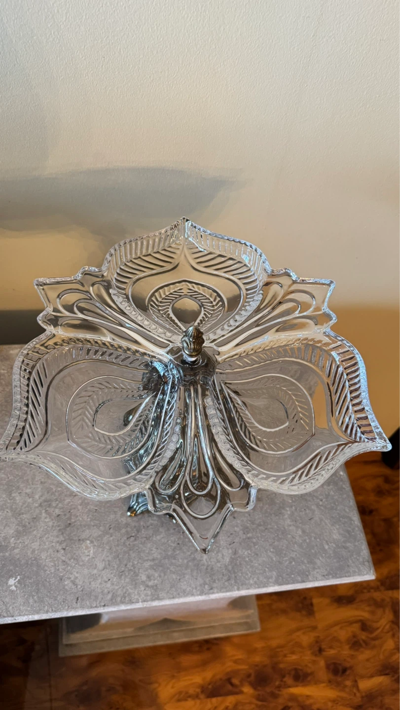 Vintage Glass and Brass Cherub Candy Dish - photo 4