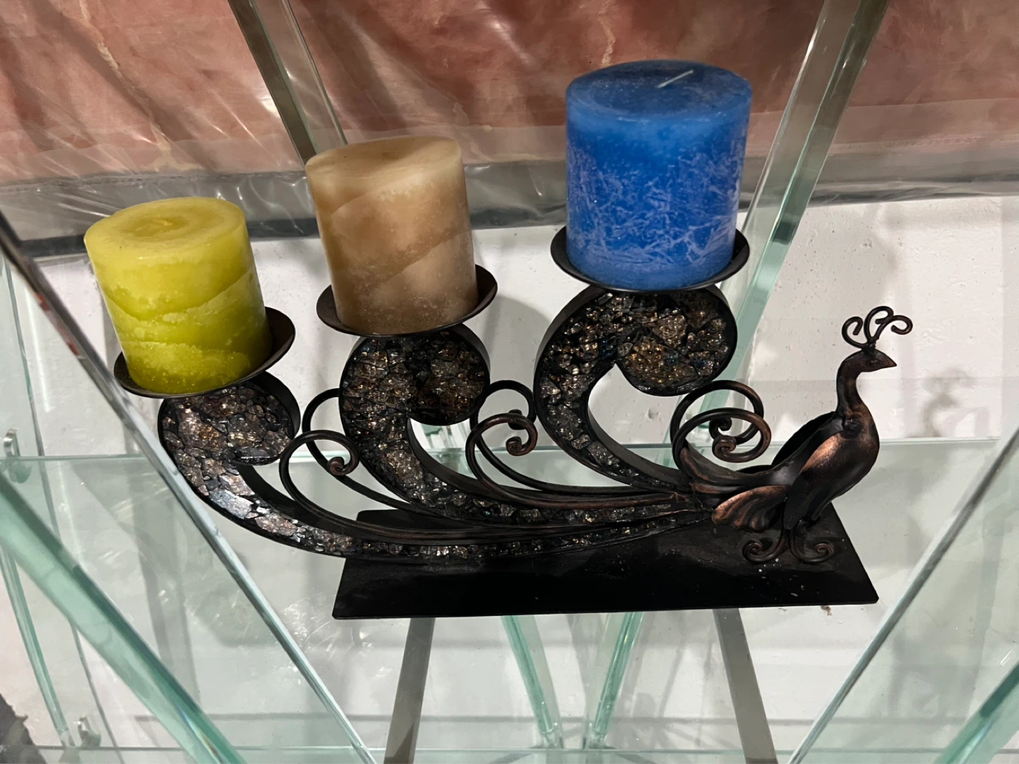 Peacock Candle Holder with Three Candles - photo 2