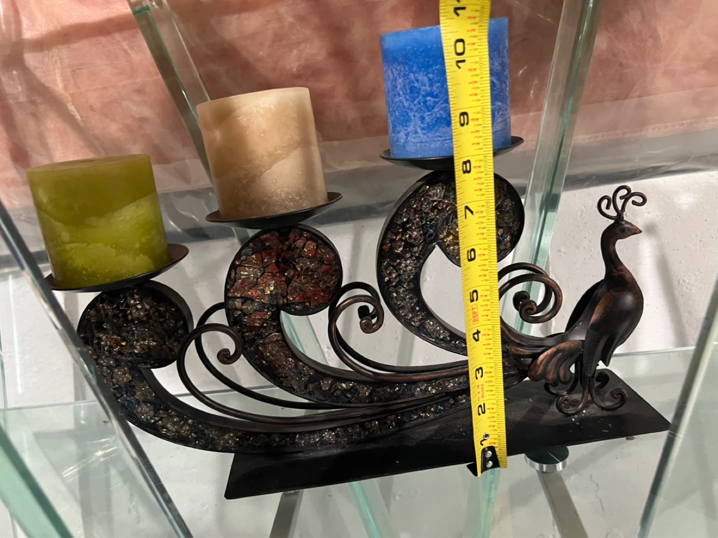 Peacock Candle Holder with Three Candles - photo 4