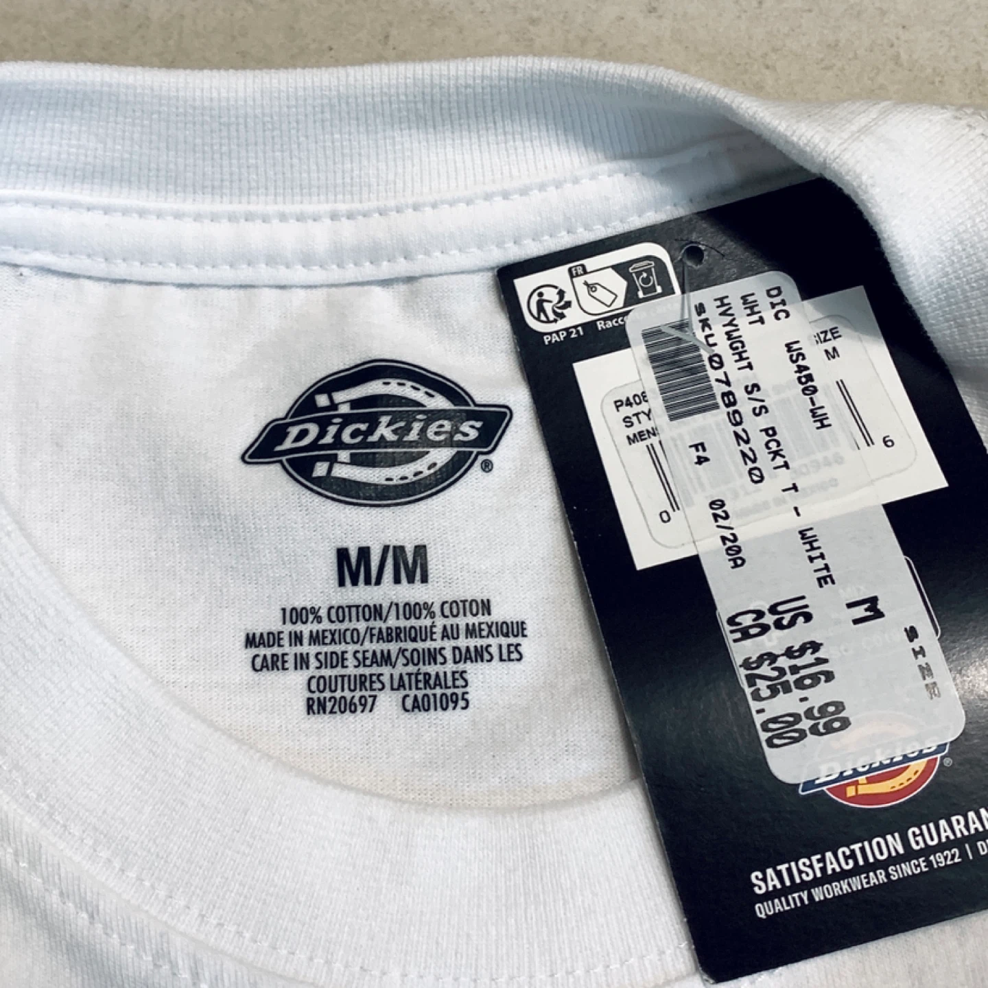 Dickies Mens Pocket T-Shirt Size Small, Medium White Tee NEW - photo 3