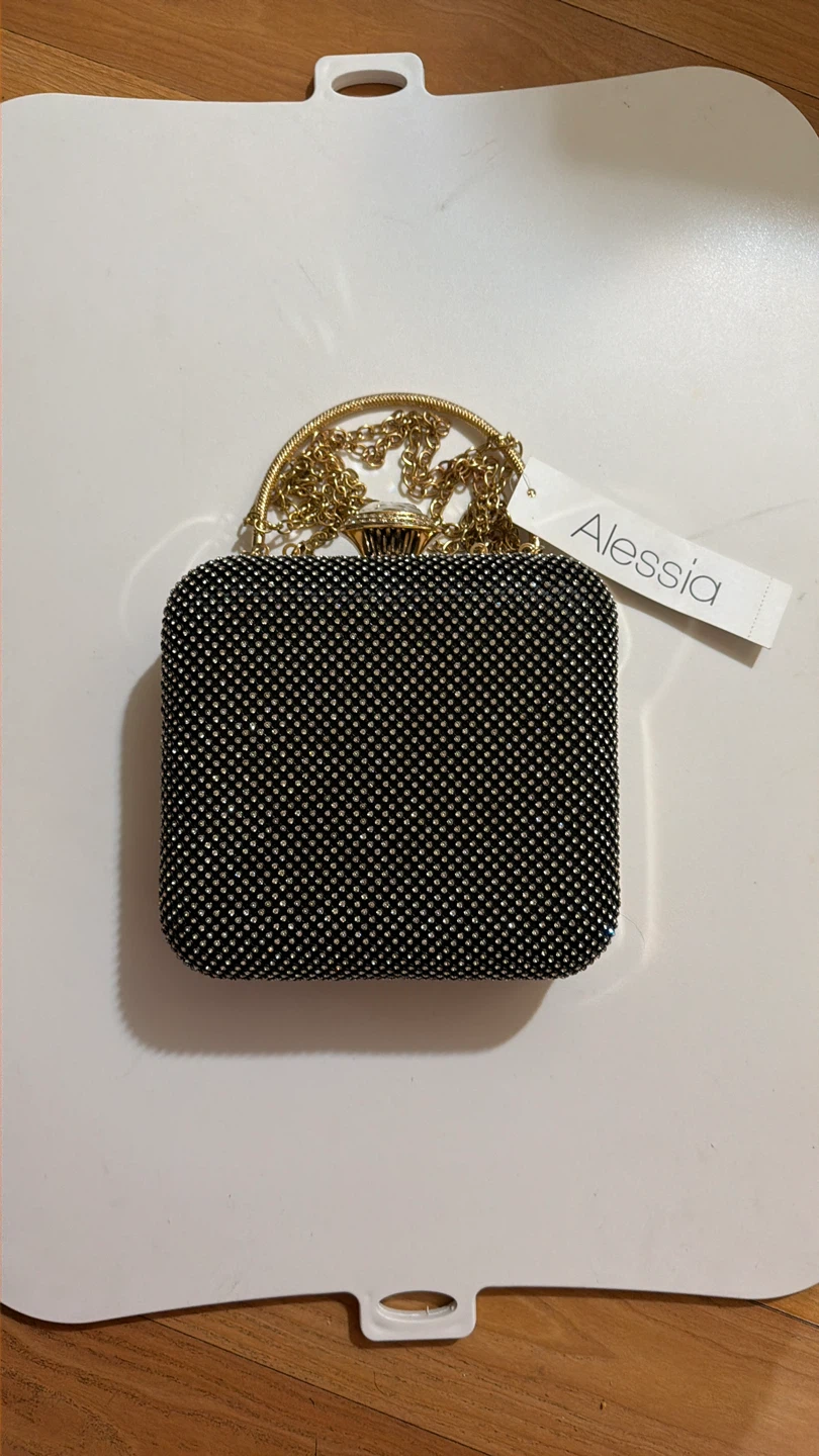 Alessia Black Rhinestone Clutch Evening Bag - photo 2
