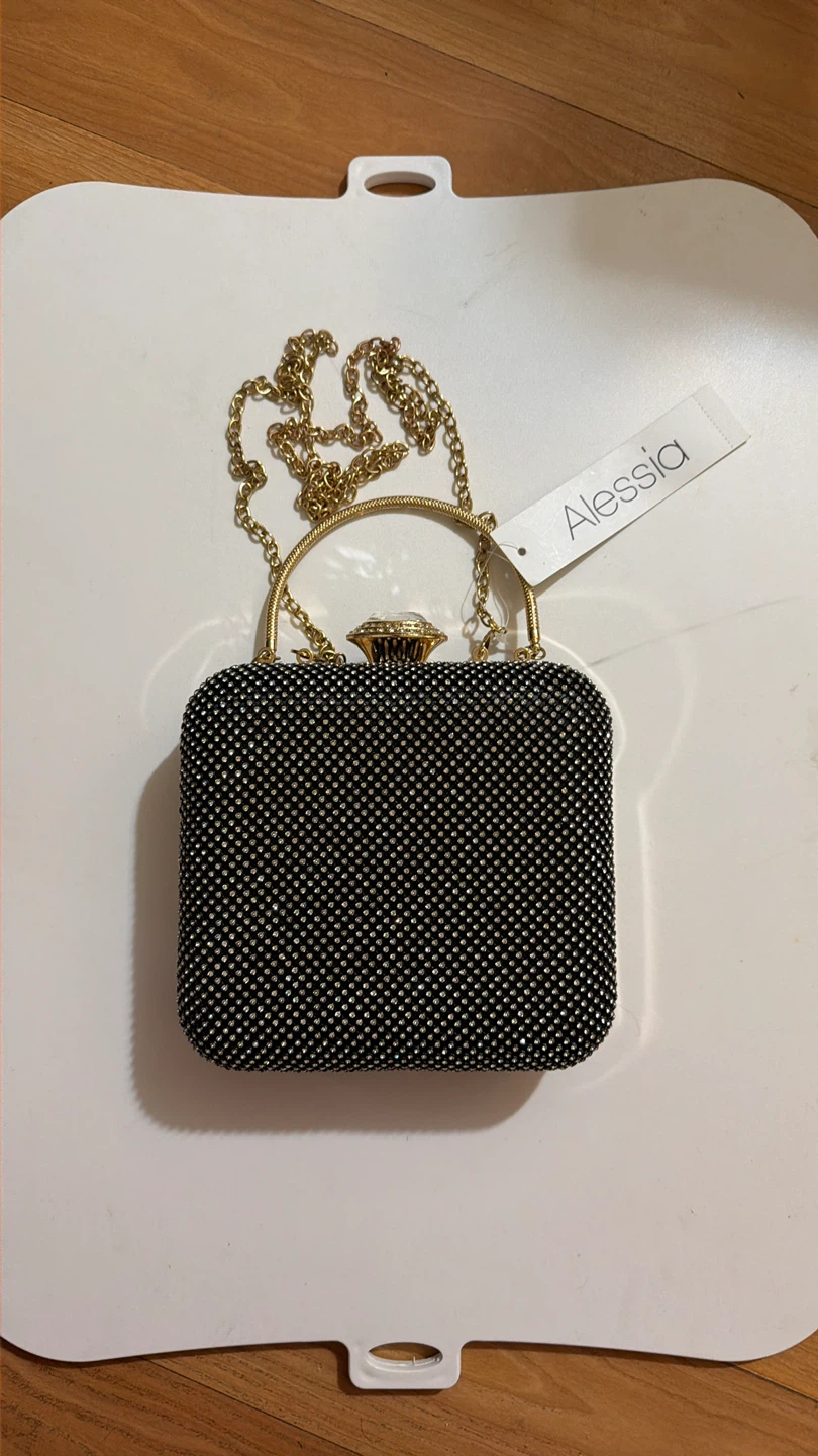 Alessia Black Rhinestone Clutch Evening Bag - photo 3
