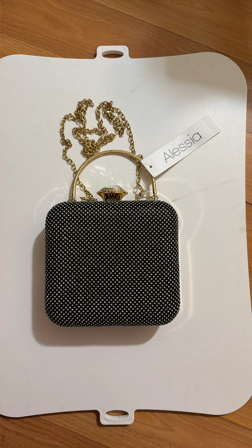 Alessia Black Rhinestone Clutch Evening Bag