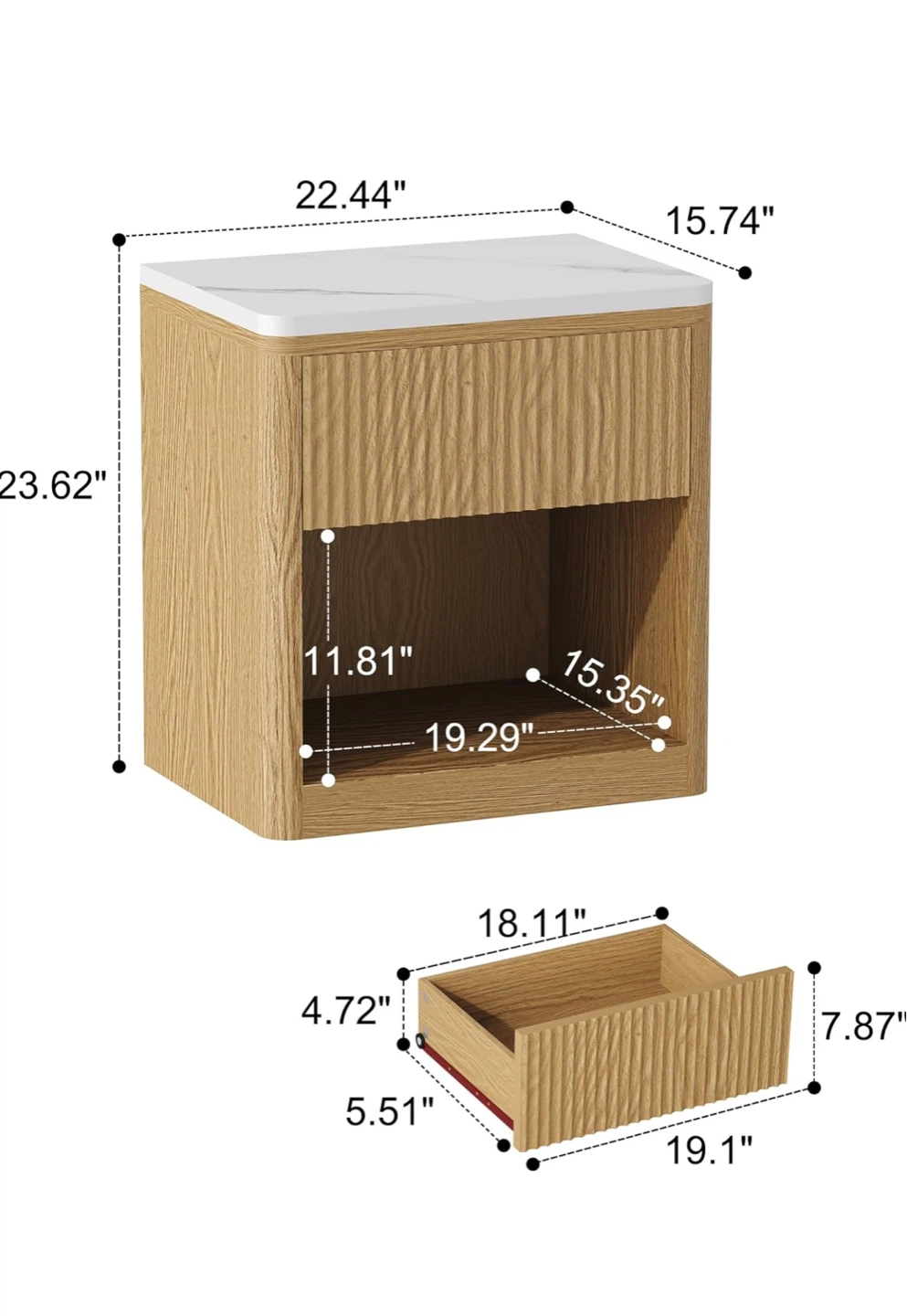 Yusong Wood Fluted Night Stand N03 - photo 3